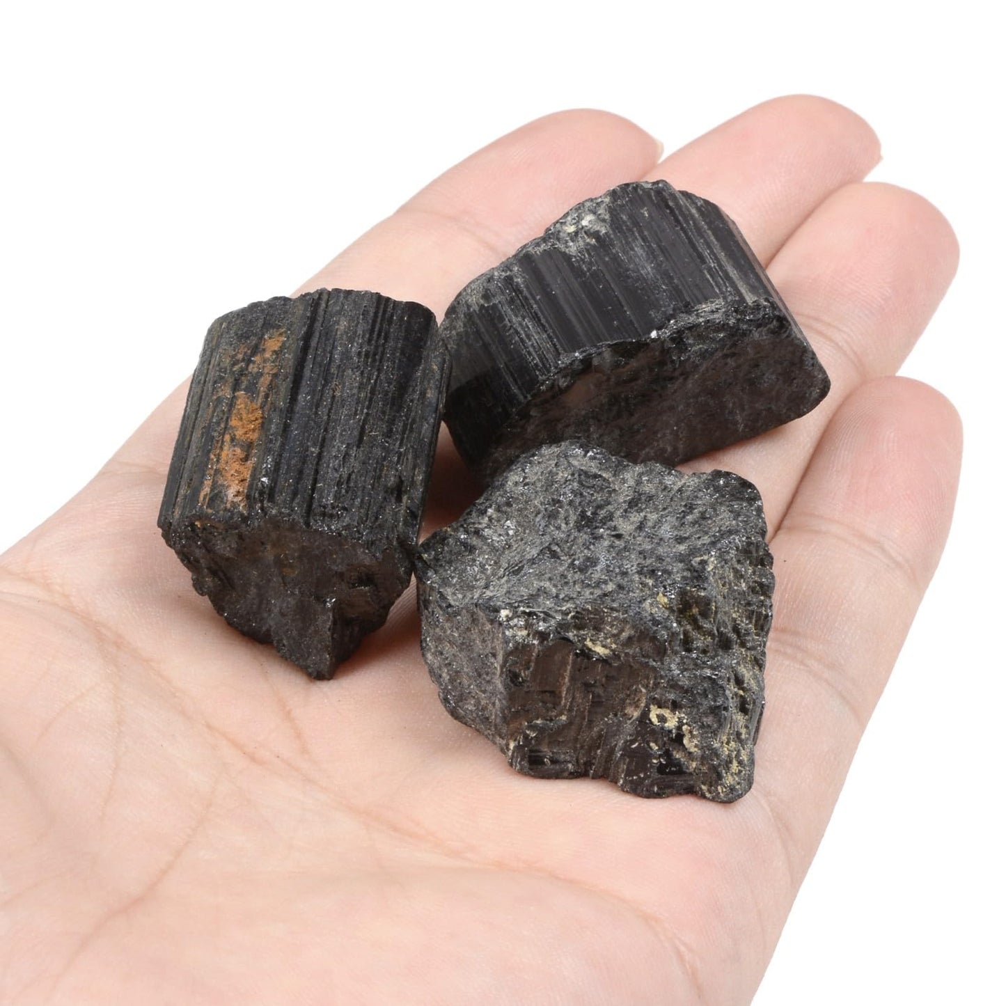 Justinstones 100 Grams Raw Black Tourmaline Tumbled Unpolished Natural Crystal Healing Pocket Stones Rock Collection