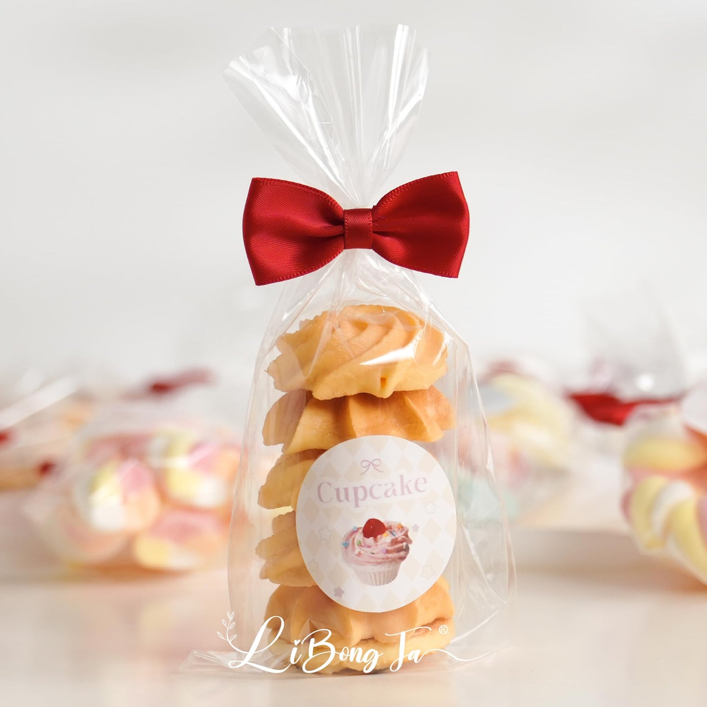 LiBongTa Red Bows 2" Premade Twist Tie Bows 50 PCS Small Red Satin Ribbon Bow for Gift Wrapping Cake Candy Treat Bags Party Favors Crafts Birthday Wedding Decorations