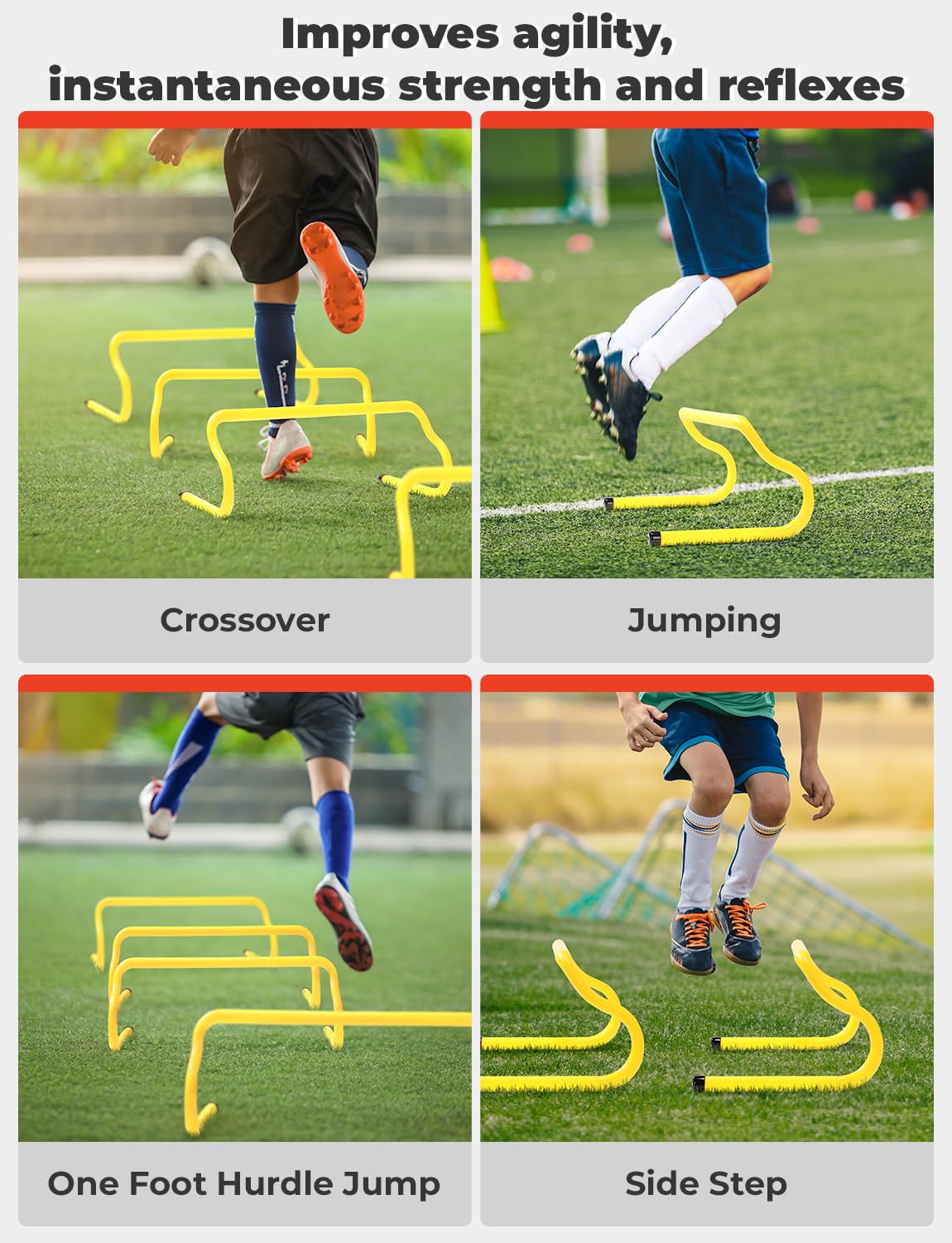 GHB 5 Pack 8" Agility Hurdles Speed Agility Training Hurdles, Detachable Sturdy Hurdles Training Equipment Set with Carry Bag for Kids,Athletes,Soccer,Basketball