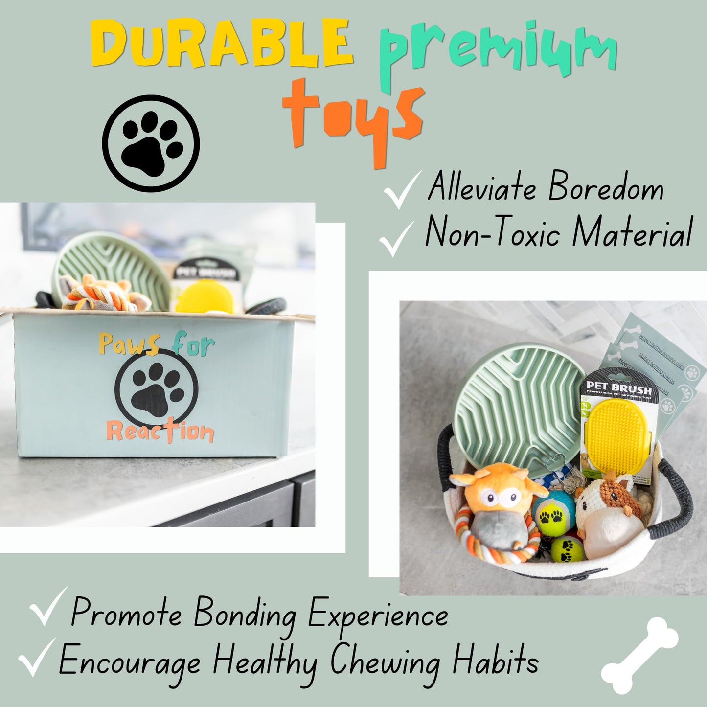 Paws For Reaction New Puppy Gift Basket - Premium Puppy Starter Kit and Dog Gift Basket with Dog Toys - Perfect Doggie Birthday Gifts and Puppy Necessities with Pet Toy Basket.