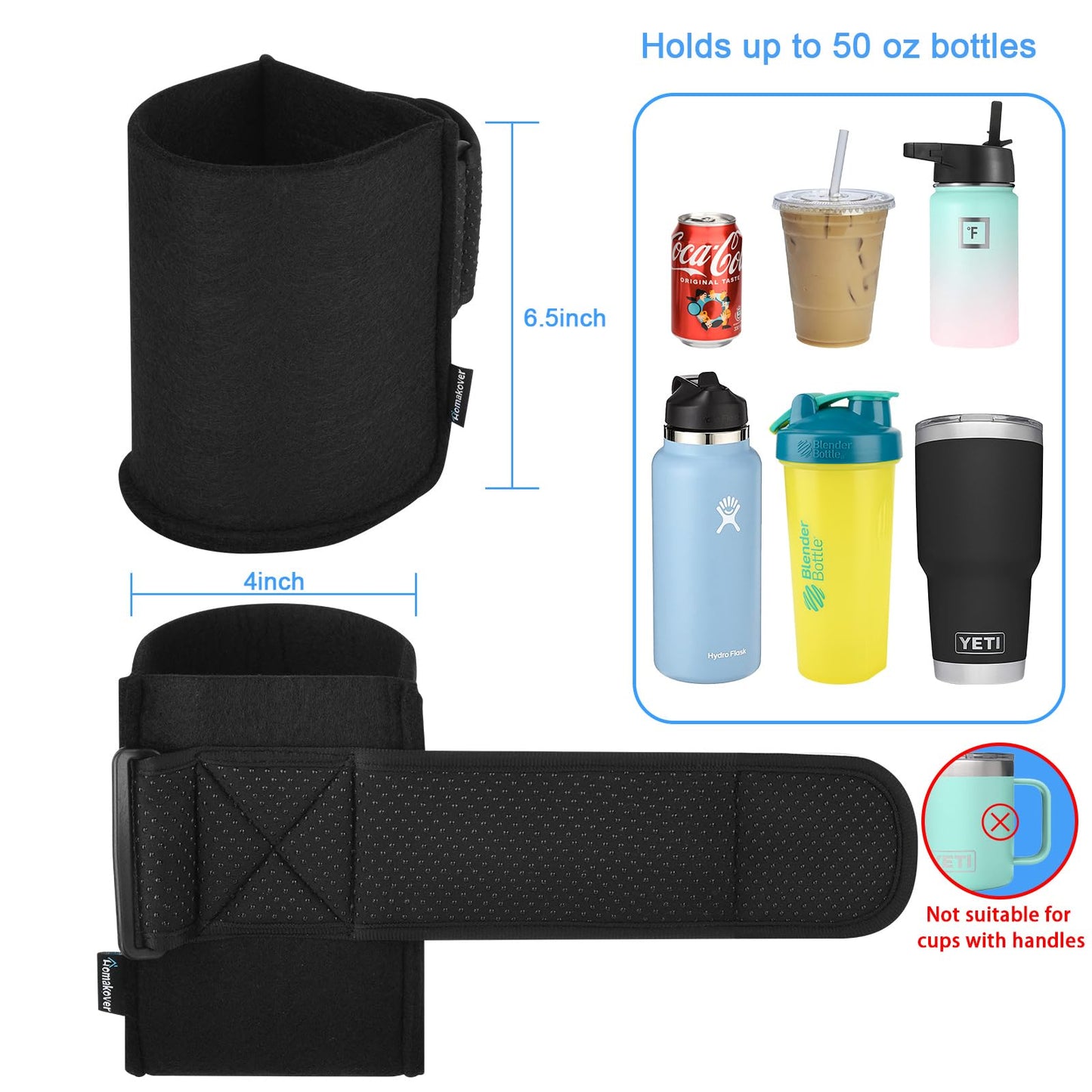 Drinking Cup Holder with Adjustable Straps for Patio Garden Chaise Lounge Chairs, Universal Cup and Bottle Holder for Beach Chair, Golf Cart, Wheelchair, Easily Straps to Chairs with Armrests