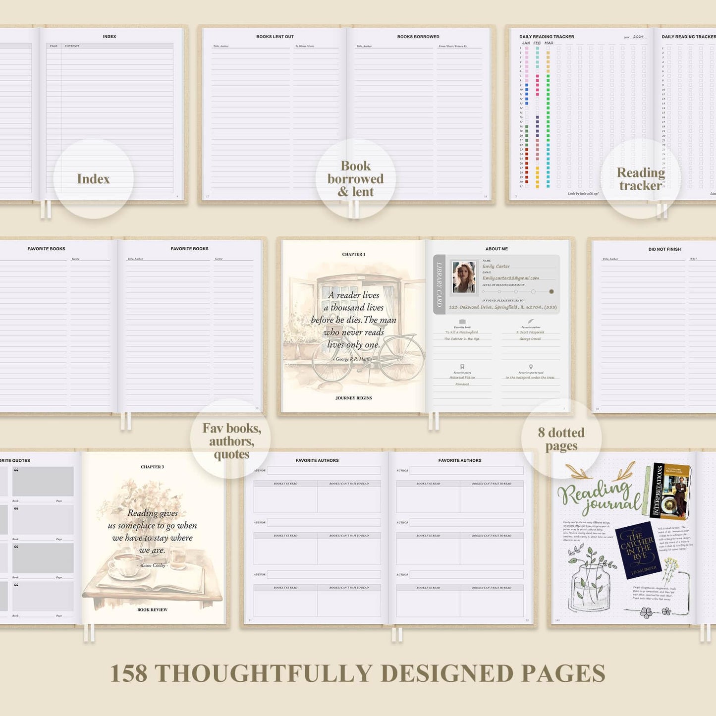 Lanpn Reading Journal Book Journal for Book Lovers Readers, 9.3" x 7.7" Book Tracker Journal, Linen Hardcover Reading Log Book with 52 Book Reviews, 158 Pages Reading Notebook Bookish Gifts (Pruple)