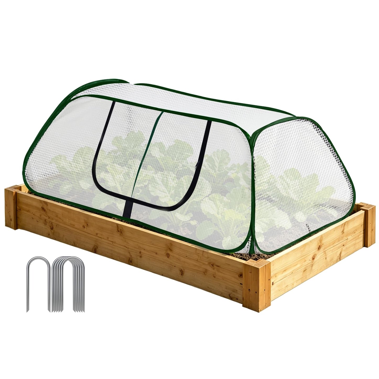 Garden Rows Accelerator Plants Cover-Garden Greenhouse with Roll-up Zipper Door,Thicker PE Cover for Indoor Outdoor Vegetable Fruits Rows - 45" L x 22" W x 16" H (White, 1 Pack)