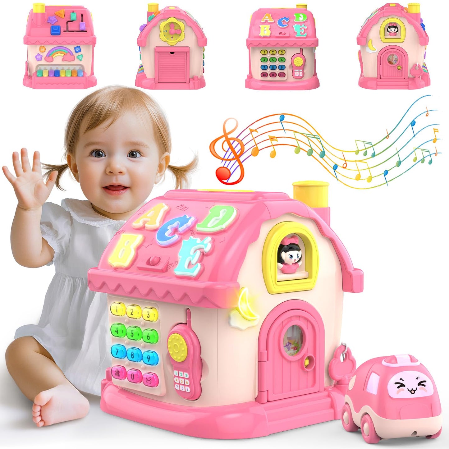 Montessori Toys for 1 Year Old Girl Gifts, 12-in-1 Musical House Toddler Learning Toys for 1-2, 1st First Birthday Gifts for Girls and Boys Baby 6-12 12-18 6-24 Months