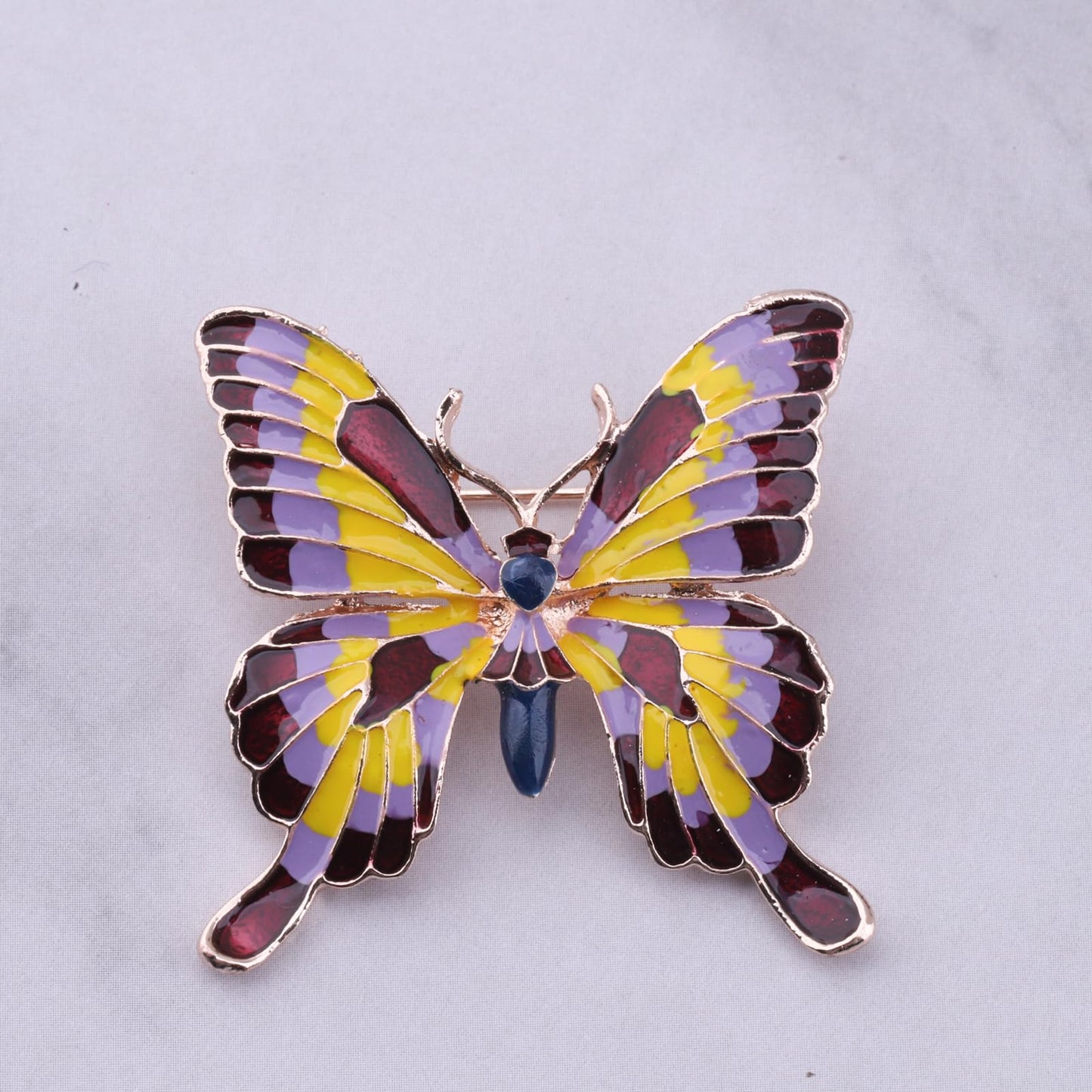 FEELMEM Crystal Rhinestone Butterfly Brooch Pin Blue Color Butterfly Brooches for For Women Wedding/Banquet/Birthday Party (yellow-3)