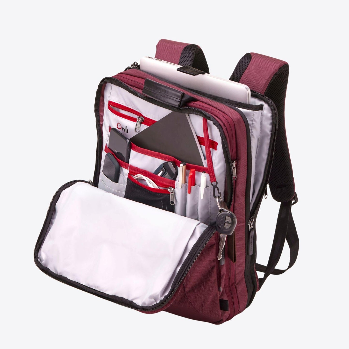 ONLI TRAVEL Trilogy All-In-One Bundle: 3-Part Modular Rolling Pack and 8 Perfect Fit Packing Cubes and a padded hip belt. Get 3 bags in 1 (Zinfandel)
