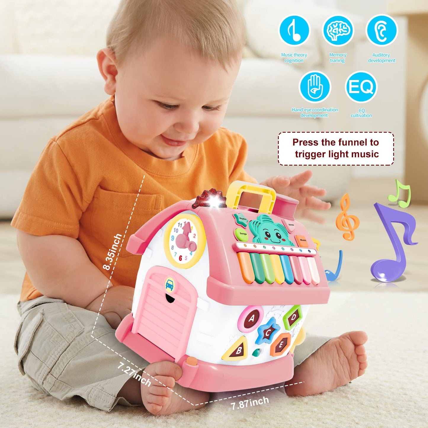 Montessori Toys for 1+ Year Olds Girl Gifts - 8-in-1 Musical Learning House Baby Toy 6-12 12-18 Months, Toddler Toys Age 1, 2 Year Old Girl Birthday Gifts