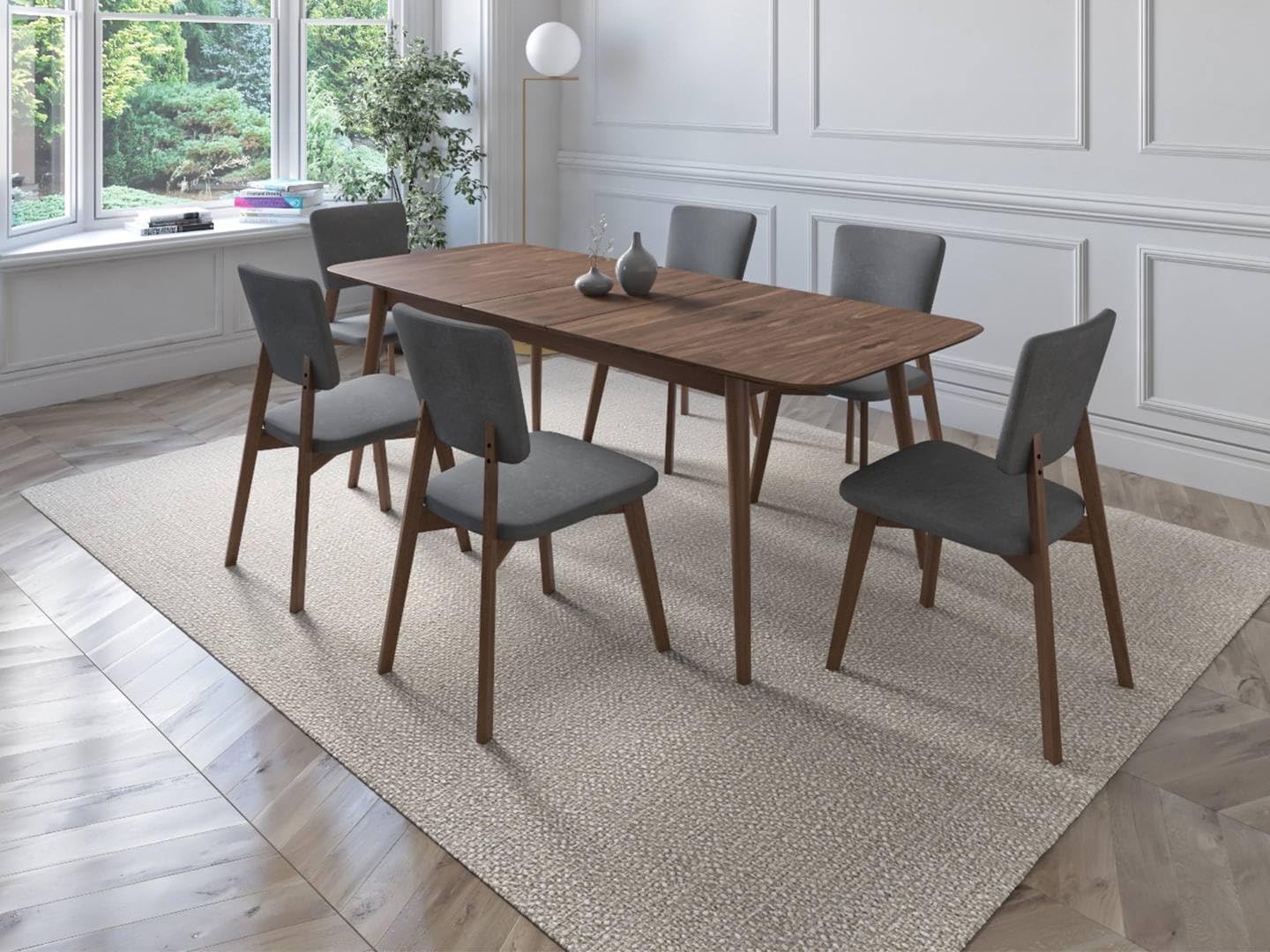 Urban Elements Modern Dining Set for 4 6 8 and 10 – Elegant Natural Walnut/Oak Finish, Comfortable Seating, Perfect for Family Gatherings and Contemporary Spaces