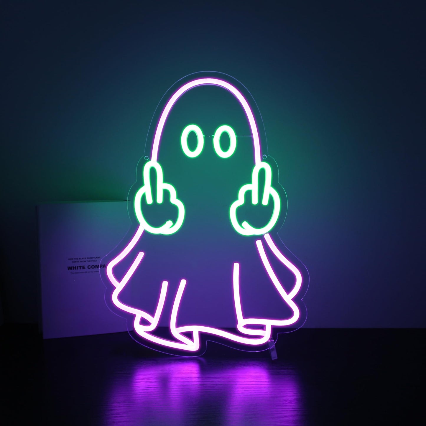 Neon Sign - HSJNJKFU Neon Signs for Wall Decor Purple Led Sign for Halloween Party Decor Gift - Purple Green Led Light Sign USB Powered