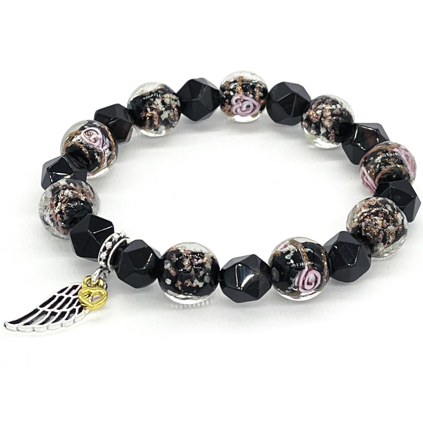 ARTSY Crafts Glow in the Dark Glass Beads with Natural Gemstone Beads Charm Bracelets, Crystal Healing Stones Firefly Beads Bracelet for Men Women Love Calming Anxiety Chakra Spiritual Gifts, Quartz