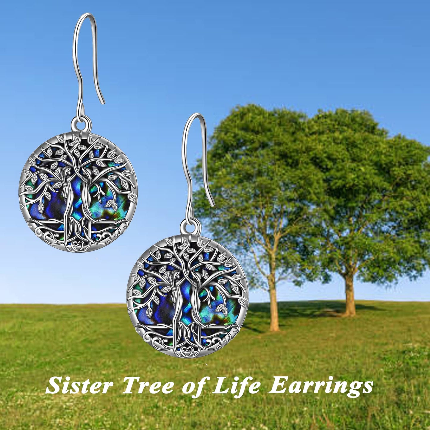 ONEFINITY Sister Earrings Gifts 925 Sterling Silver Tree of Life Dangle Drop Earrings Sister Birthday Jewelry Friendship Gifts