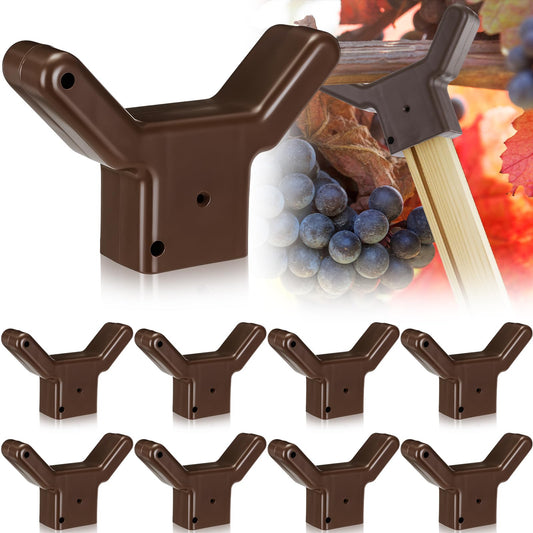 Yungyan 8 Pcs Tree Support, Plastic Fruit Branch Support Device Tree Brace Prevent Them from Breaking for Vineyards Ornamental Gardens Orchards Fits on Standard 1.57 x 1.57 Inch Lumber (Brown)
