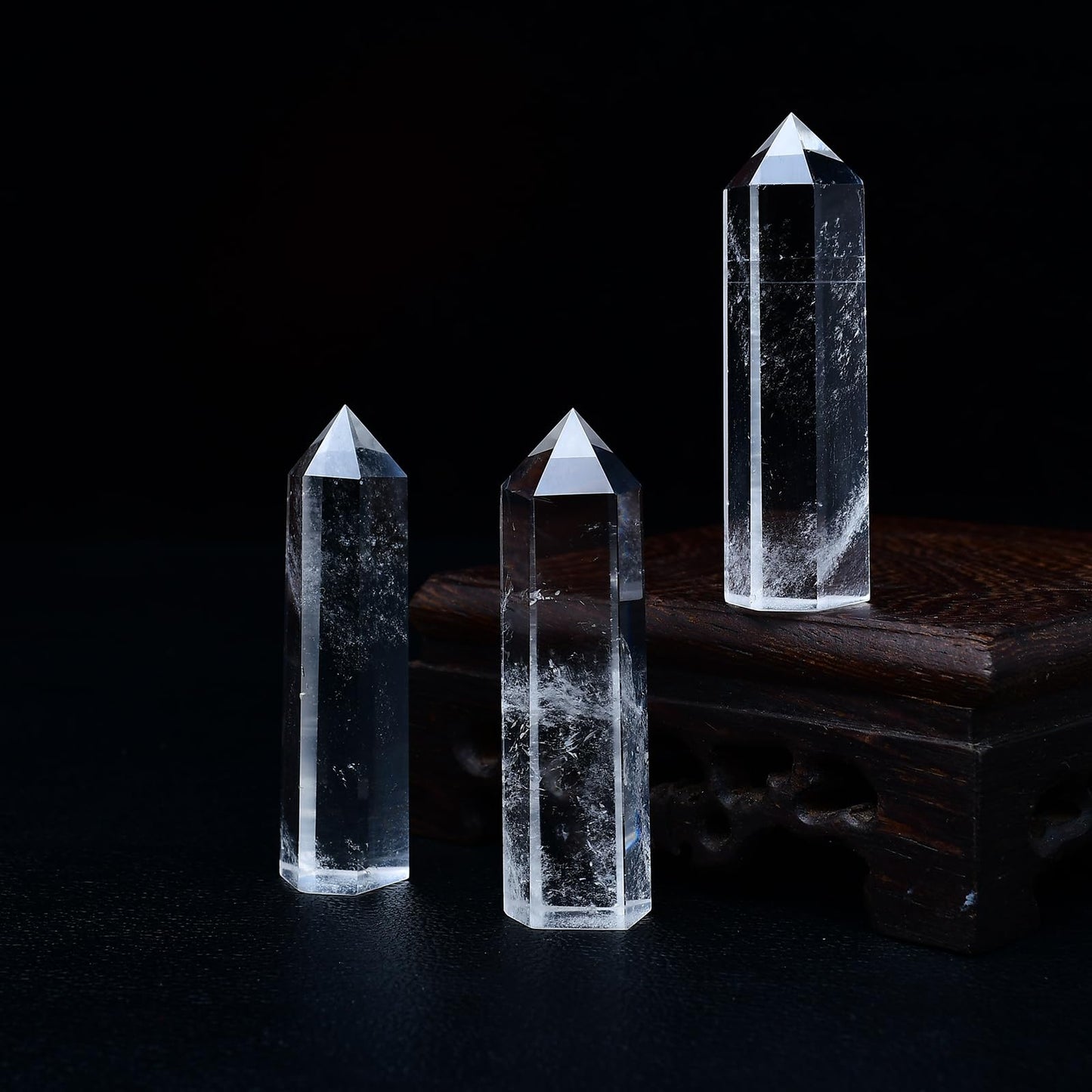 WUYOUSHI 1PCS Clear Quartz Healing Crystals Towers / 1.96-2.36" Natural Reiki Energy Wand Stone 6 Faceted Chakra Quartz Crystal Reiki Meditation Therapy Decoration Gifts