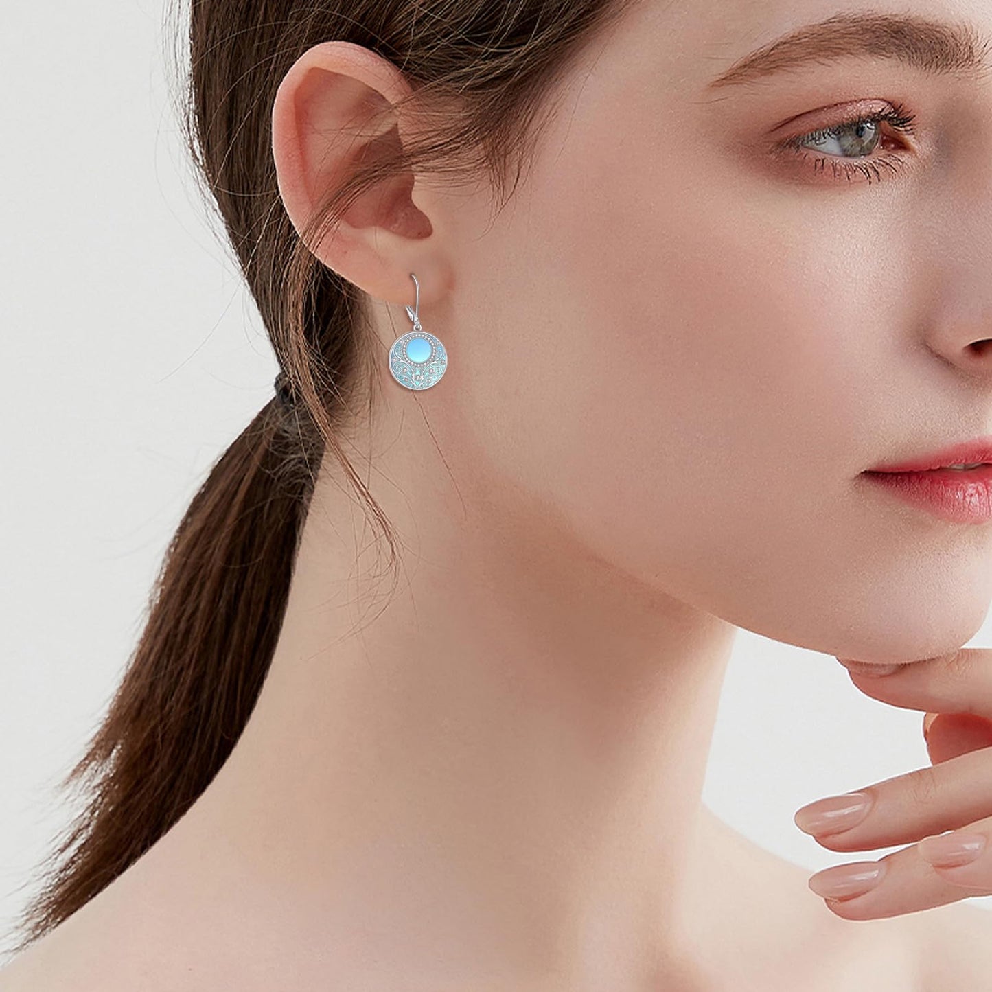Moonstone Earrings Gifts Sterling Silver Filigree Endless Circle Moonstone Drop Earrings Jewelry Gifts For Women