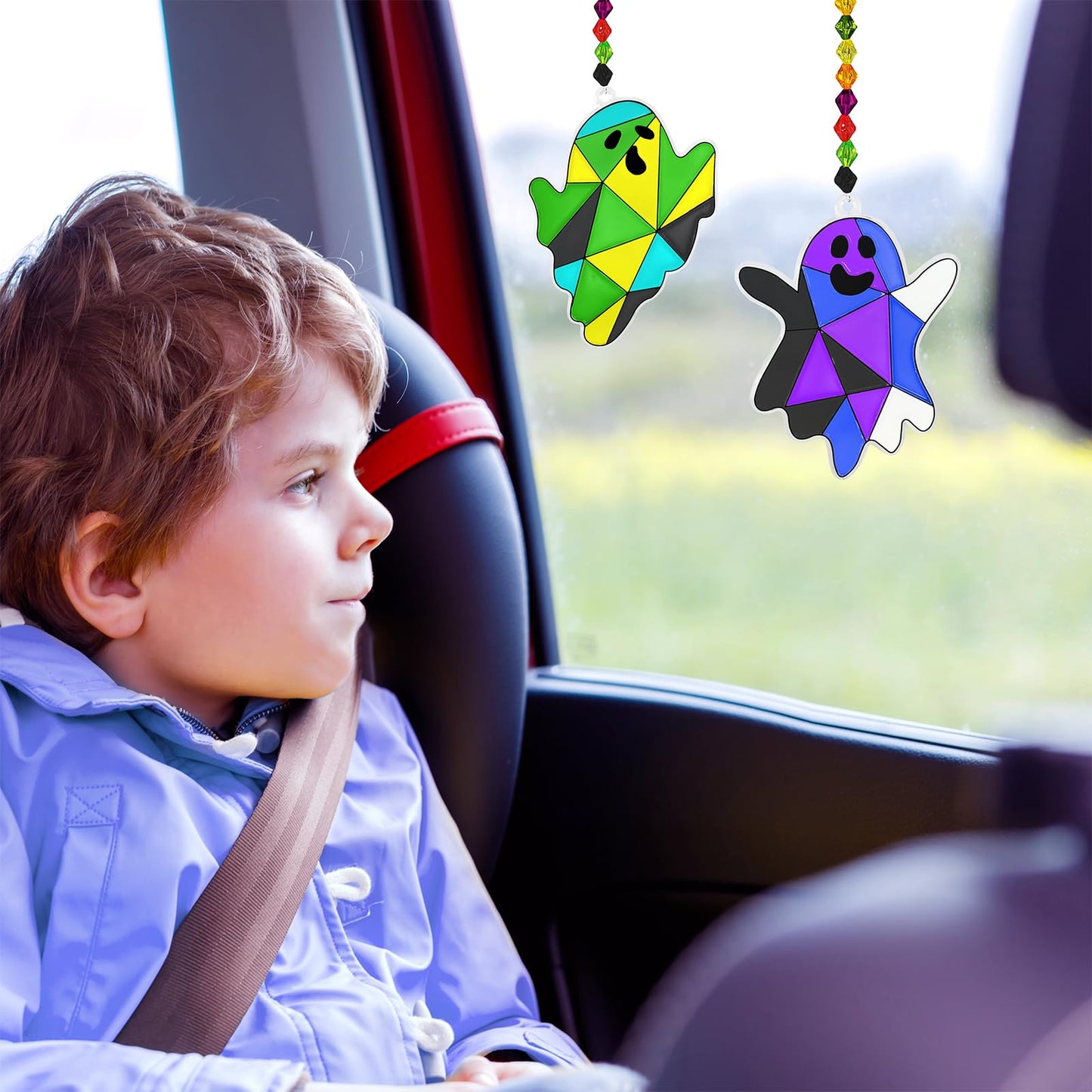 Winlyn 27 Sets Halloween Ghost Suncatchers Ornaments Decorations DIY Window Paint Art Sun Catchers Halloween Craft Kits Painting Kits for Kids Classroom Activities Art Projects Part Favors