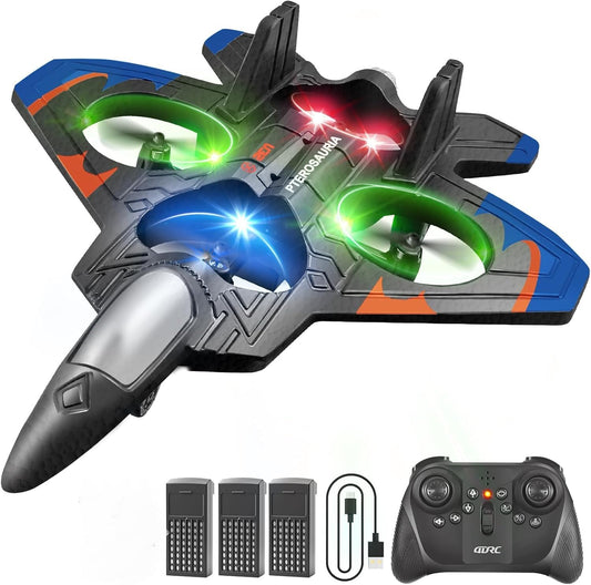 4DRC V32 Foam RC Planes with 3 Batteries, Remote Control Airplanes for Kids Adults 8-16, RC Drone Airplane Helicopter Jet with Light, 360° Flip, Stunt Roll, Airplane Toy Gifts for Kids Boys Adults