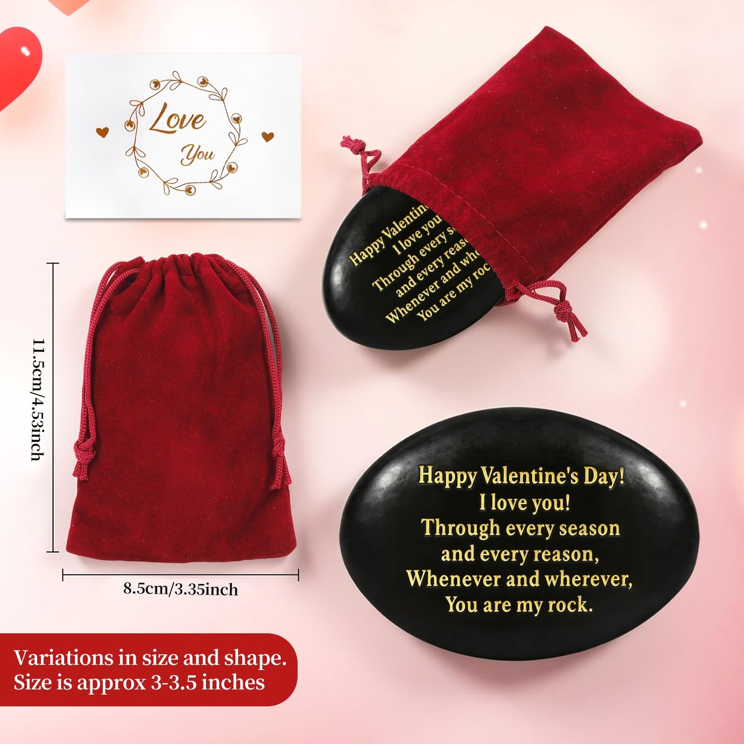 Sundrence Valentines Day Gifts for Him and Her - You are My Rock Engraved Gifts for Boyfriend, Girfriend, Husband, Wife, Men, Women - Polished Black Pebble Regalos para el 14 de febrero para Hombre