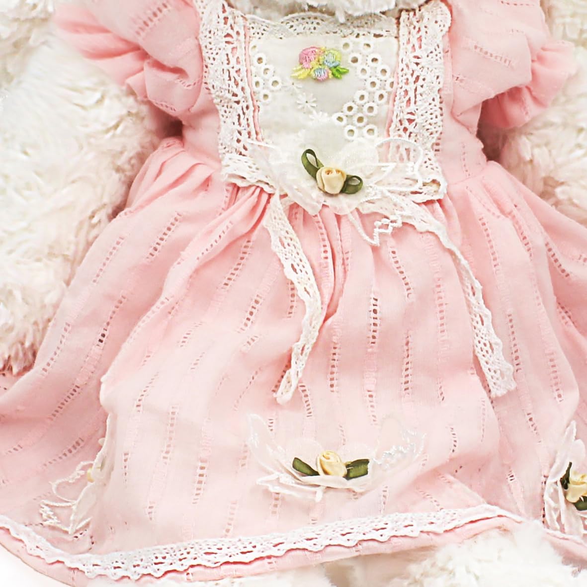 oits cute Floppy Bunny Stuffed Animals in Dress for Baby Girls Plush Toys 18 Inch (Pink Retro Dress)