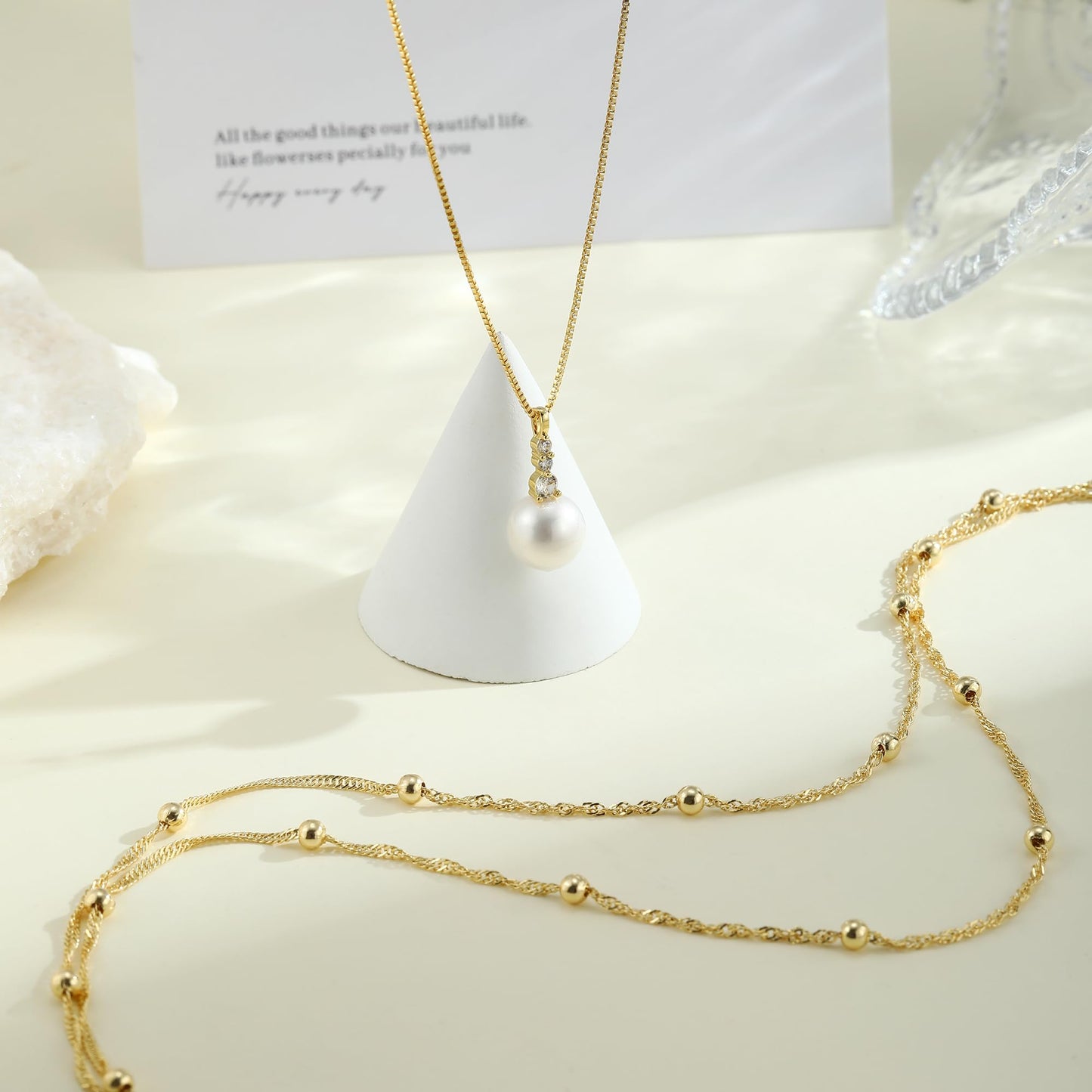 MFRYK Gold Necklaces for Women,14K Gold/Silver Plated Choker Layered Necklace Dainty Pearl Disc Cross Circle Heart Pendant Chain Stackable Necklaces, Multilayer Jewelry Set Gifts for Women