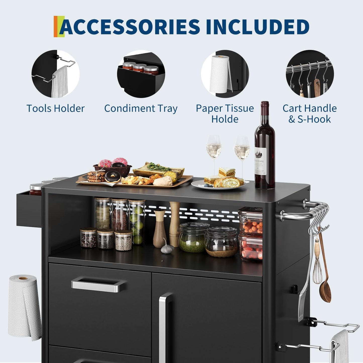 Heavy Duty Outdoor Grill Cart with Stainless Steel Prep Table, Lockable Wheels, Large Storage Cabinet, and Island Table for Patio or Kitchen