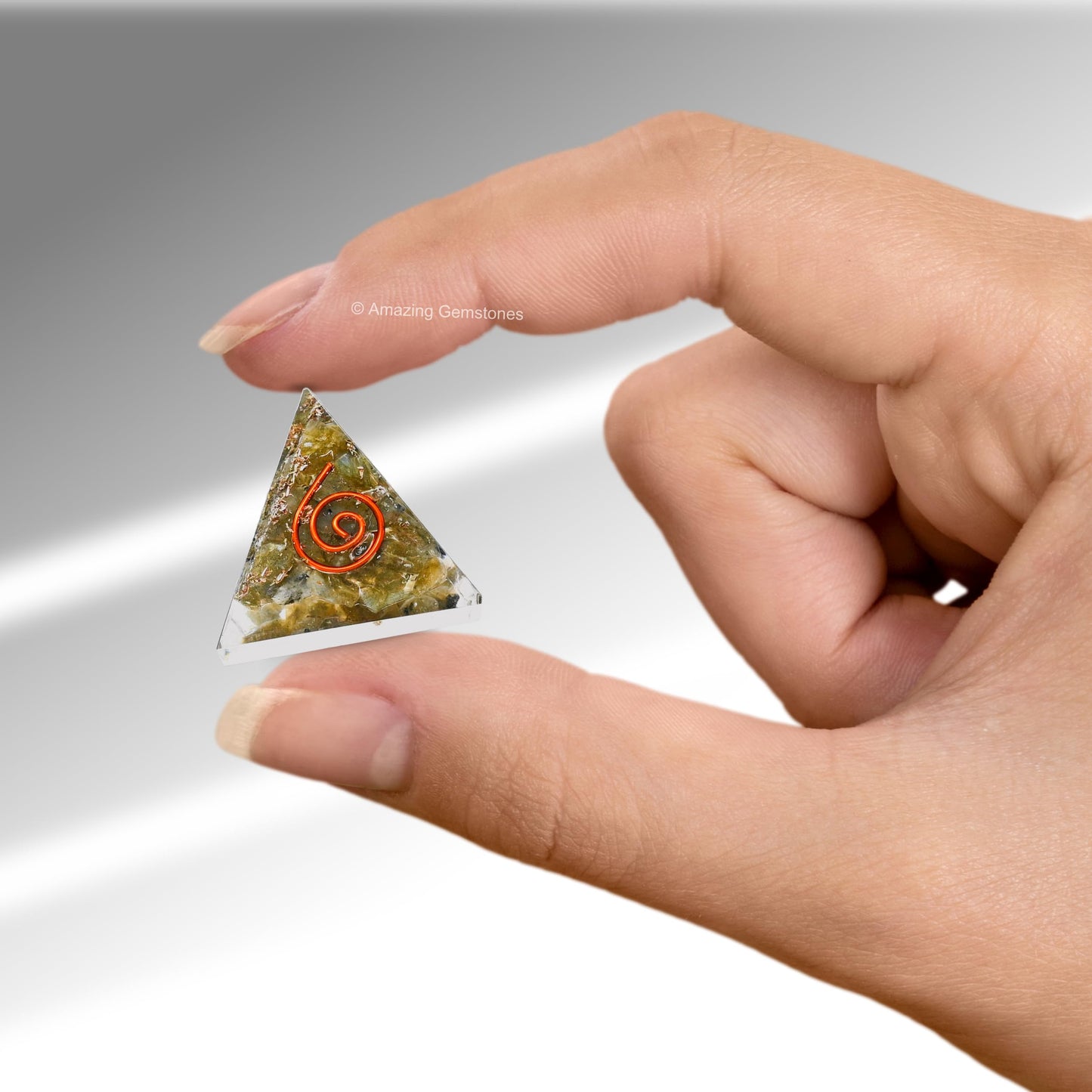 Amazing Gemstone Labradorite Orgone Pyramid - 30mm Small Orgonite Pyramids with Crystals and Healing Stones - Authentic Organite Gifts