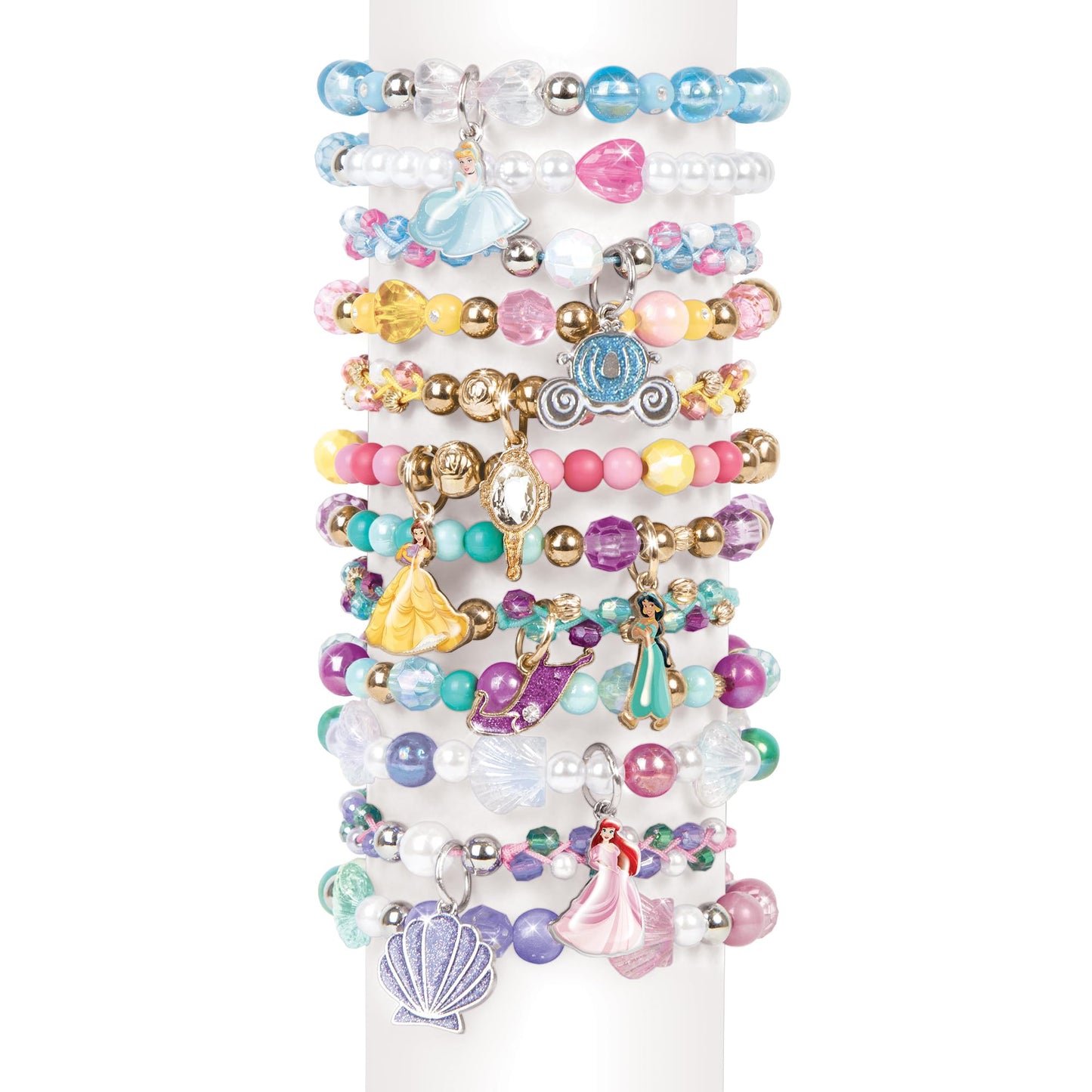 Make It Real: Disney Princess: Castle Style DIY Bracelet Kit - 332 pcs Jewelry Set, Create 12 Bracelets, 8 Exclusive Charms, Girls & Kids Ages 6+