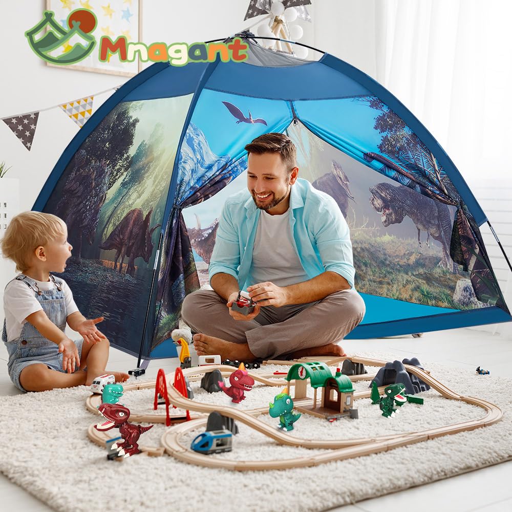 Mnagant Dinosaur Kids Play Tent-61”x61”x45”Realistic Dinosaur Kids Tent Indoor & Outdoor, Pop Up Play House for Kid, Boys & Girls Age 3-12