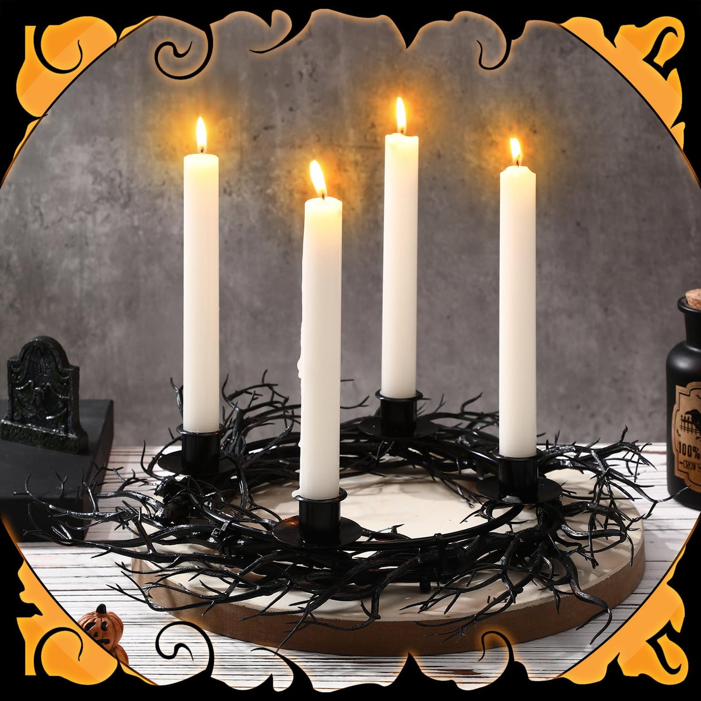 Beeveer Halloween Candle Holder 17 Inch Gothic Black Branches Candlestick Black Candelabra Spooky Halloween Candle Stick Holder for Desktop Dinner Party Wedding Table Centerpieces