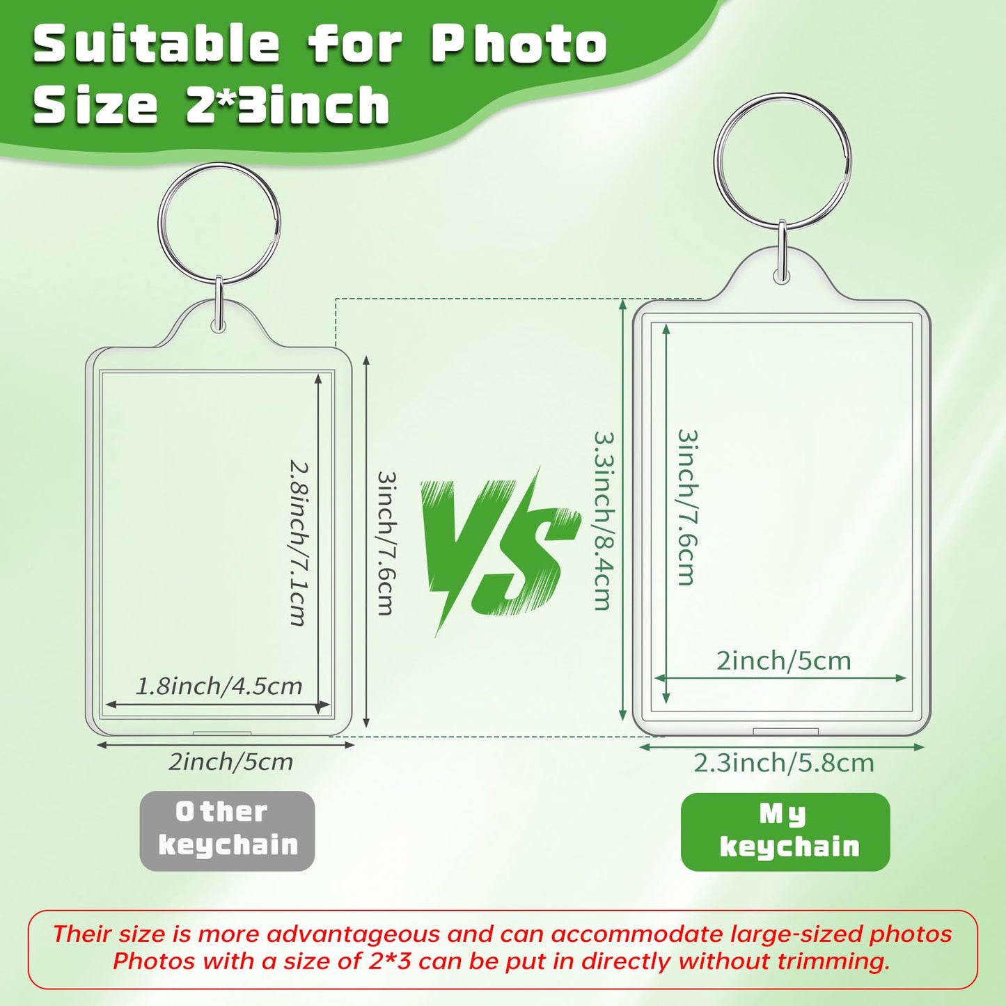 ZHLISHQINJJ 12 Pcs Photo Keychain (2 x 3inch) Transparent Picture Keychain, Acrylic Photo Insert Keychain DIY Personalize Favor Graduation Gift