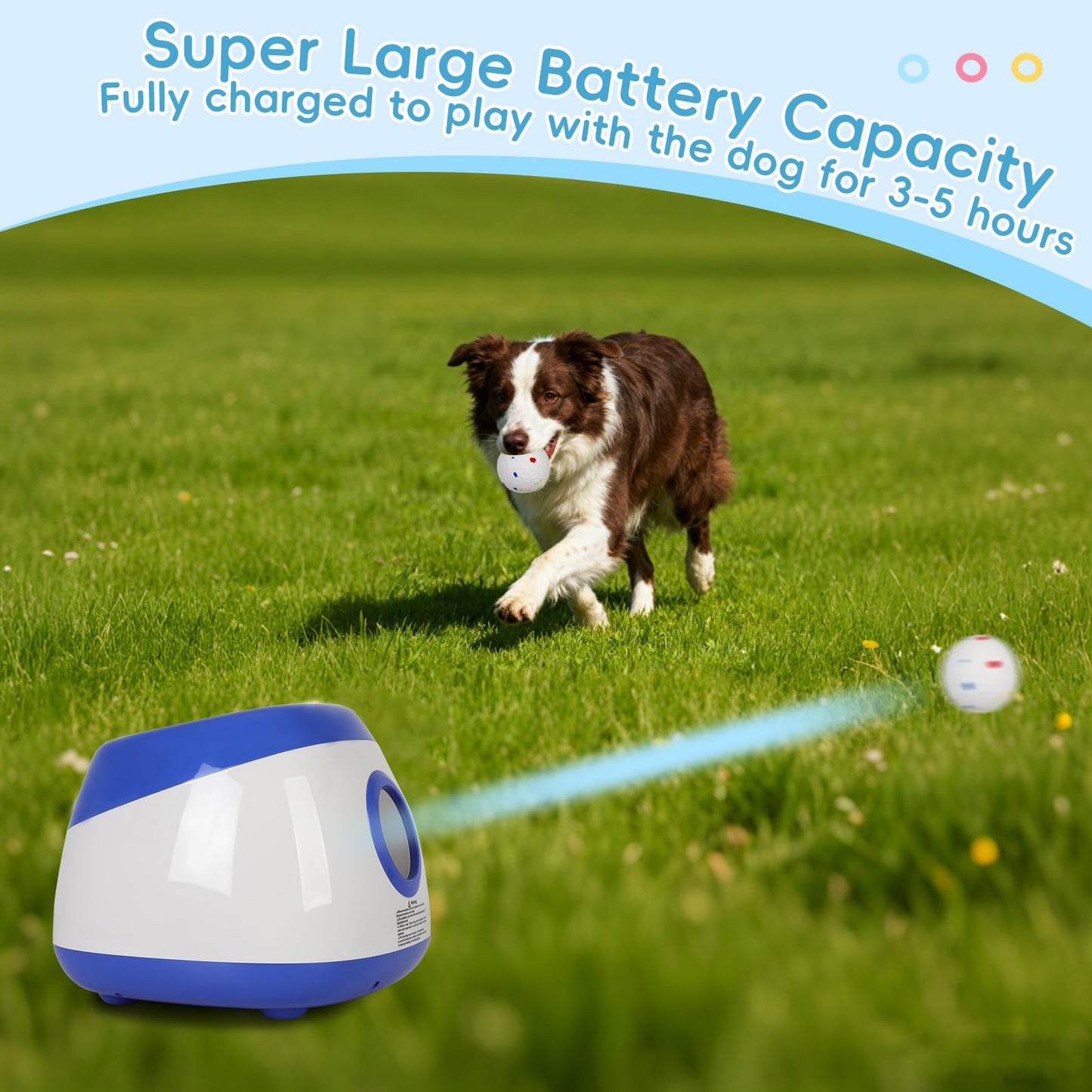 OLenyer Ball Launcher for Dogs: 3 Adjustable Distance 40-80FT,with 8 2.5" ETPU Balls,Remote Control Interactive Dog Toy,Automatic Ball Throwing Machine for Medium/Large Dogs
