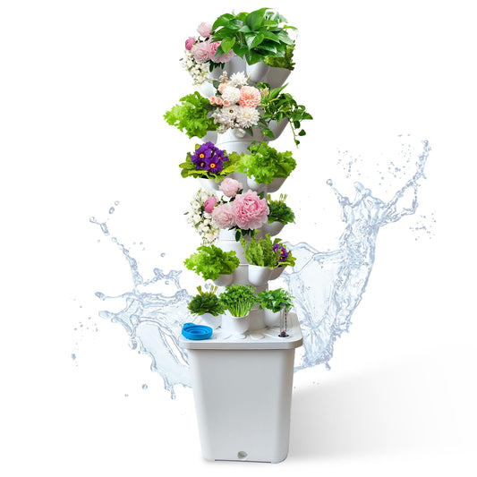 chicify 30 Plants Hydroponic Tower, Hydroponics Growing System Tower, Hydroponics Tower with Timer Automatic Watering, Vertical Hydroponic Tower, Planter Germination Kit for Herbs Vegetables Fruits