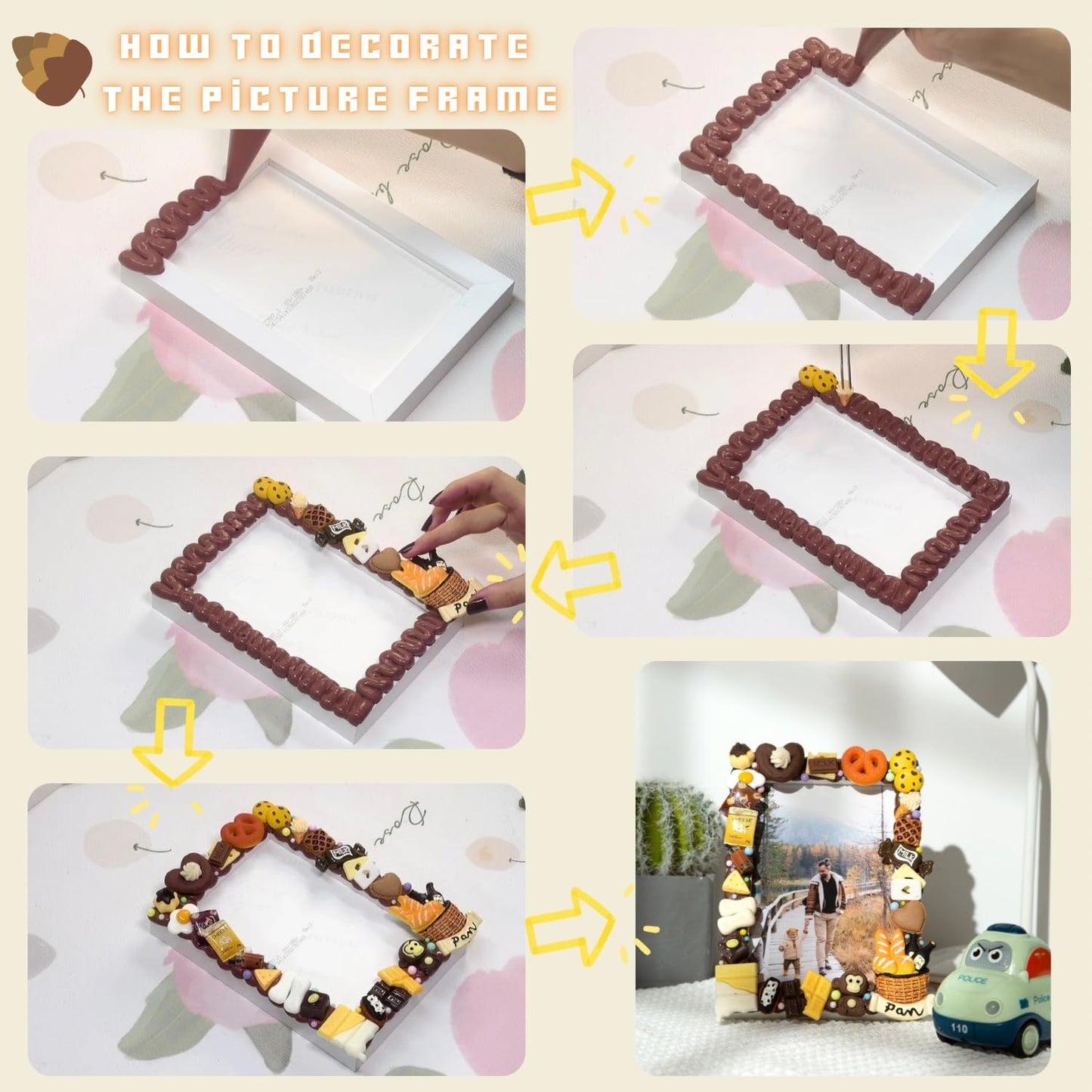 DOUXFUN DIY Picture Frame Kit - Arts and Craft Kits for kids Ages 6, 7, 8, 9, 10, 11, 12+ Teen Adult - Creative Art Toys Girls Boys Birthday Christmas Gifts 6-8, 8-12, 10-12 (Chocolate)