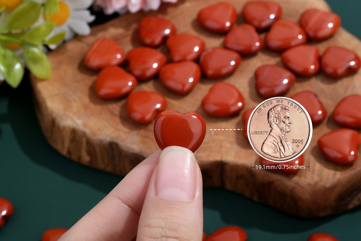 NUKAYAI 20PCS Red Jasper Heart Healing Crystals Set Stones Love Shaped Polished Crystal Natural Cute Pocket Thumb Reiki Wholesale Set Gifts Balancing Meditation Gifts for Women Mother's Day
