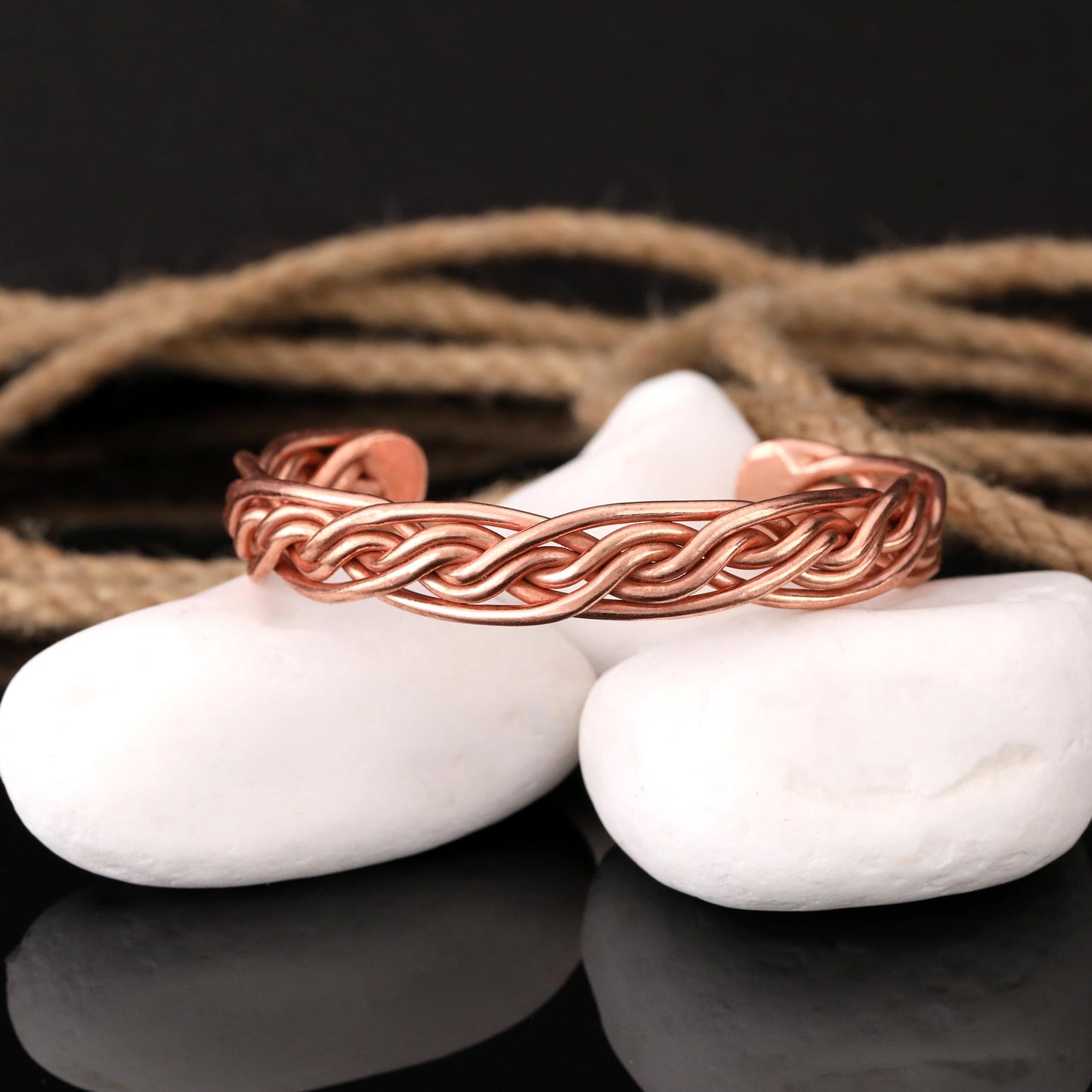 tunarts Handmade Elegant Copper Bracelet for Women and Men-Pure Copper Bracelet for Pain Relief-Adjustable,Thickest,Twisted Copper Wire Bracelet (red intricate)