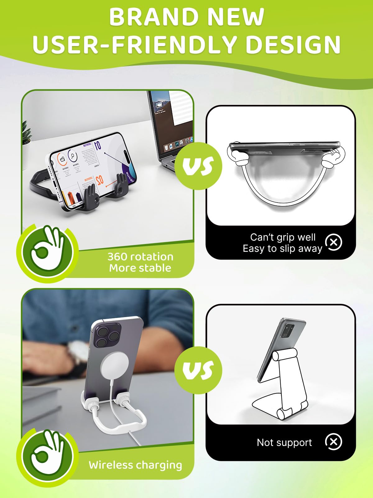Funny Gifts for Teen Boy Kid Man Woman Cell Phone Stand: 2 Pack Gifts for Easter Girl Son Dad Husband OK Hand Phone Holder for Desk Office Birthday Cool Gadget Stocking Stuffers Who Have Everything