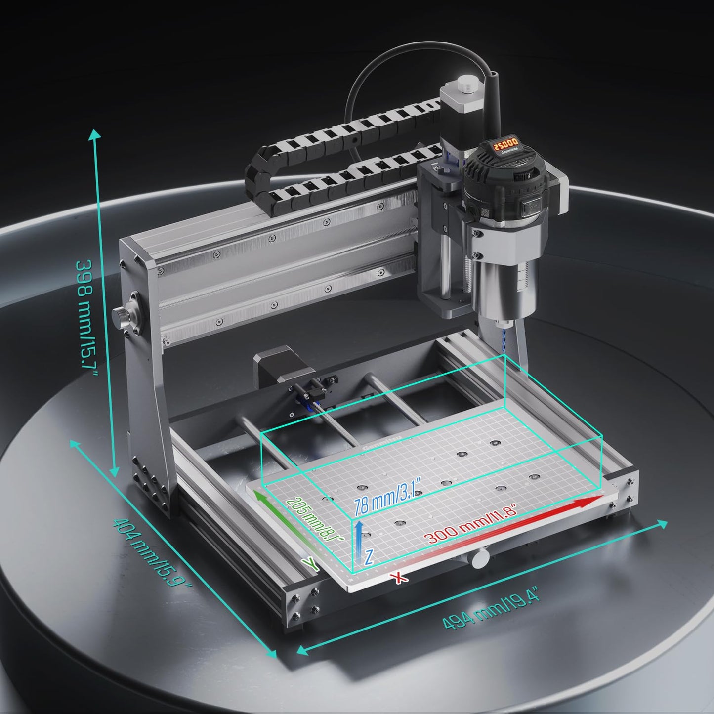 SainSmart Genmitsu 3020-PRO Ultra CNC Router Machine, All-Metal Engraver, Upgraded 710W Spindle for Metal, Wood, Acrylic, PCB, MDF, 60mm Stepper Motor, Work Area 11.8"x8.1"x3.1"
