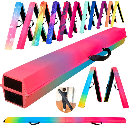 MARFULA 6 FT / 8 FT / 9 FT Folding Gymnastics Beam Foam Balance Floor Beam - Extra Firm - Suede Cover - Anti Slip Bottom with Carry Bag for Kids/Adults Home Use