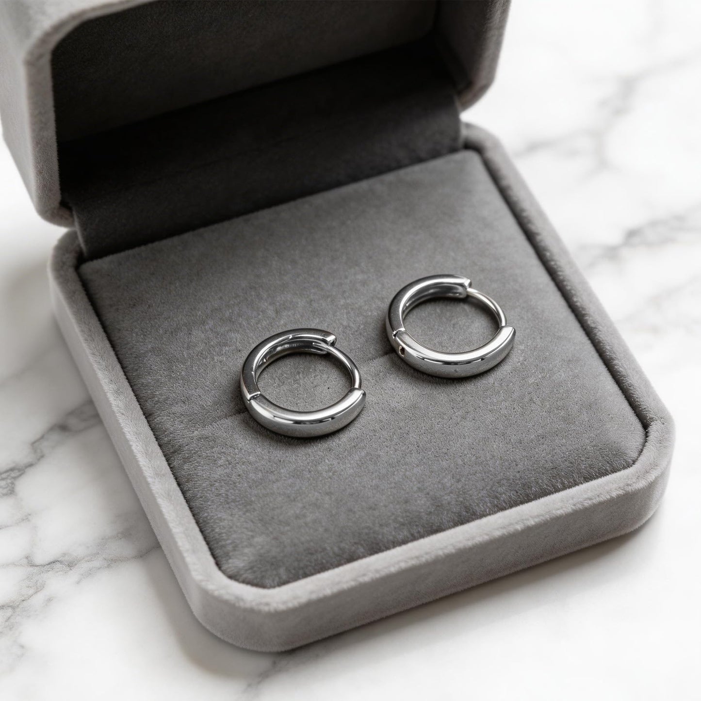 Italian Sterling Silver Earrings for Men Hoop Huggie Earring Polished, Jewelry for Alentine's Day, Father's Day, Thanksgiving Gifts, Birthday Presents (Large shiny hoop)