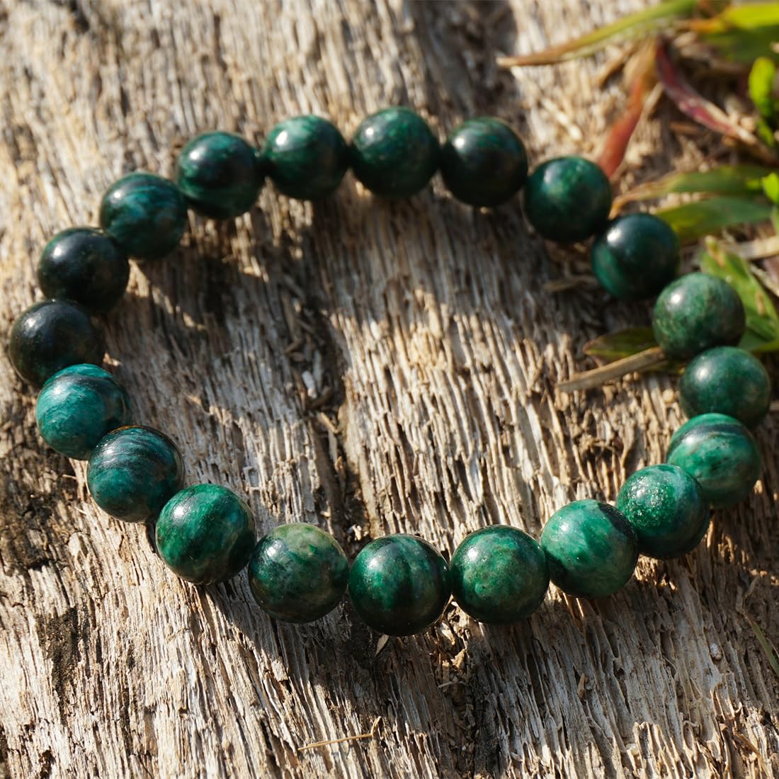 10mm Emerald Bracelet | Natural Green Heart Chakra Crystal Beads - Handmade Gemstone Meditation Bracelet for Abundance & Love & Luck | Beading Tool Kit - Fits for 7-8 inch Large Wrist Size