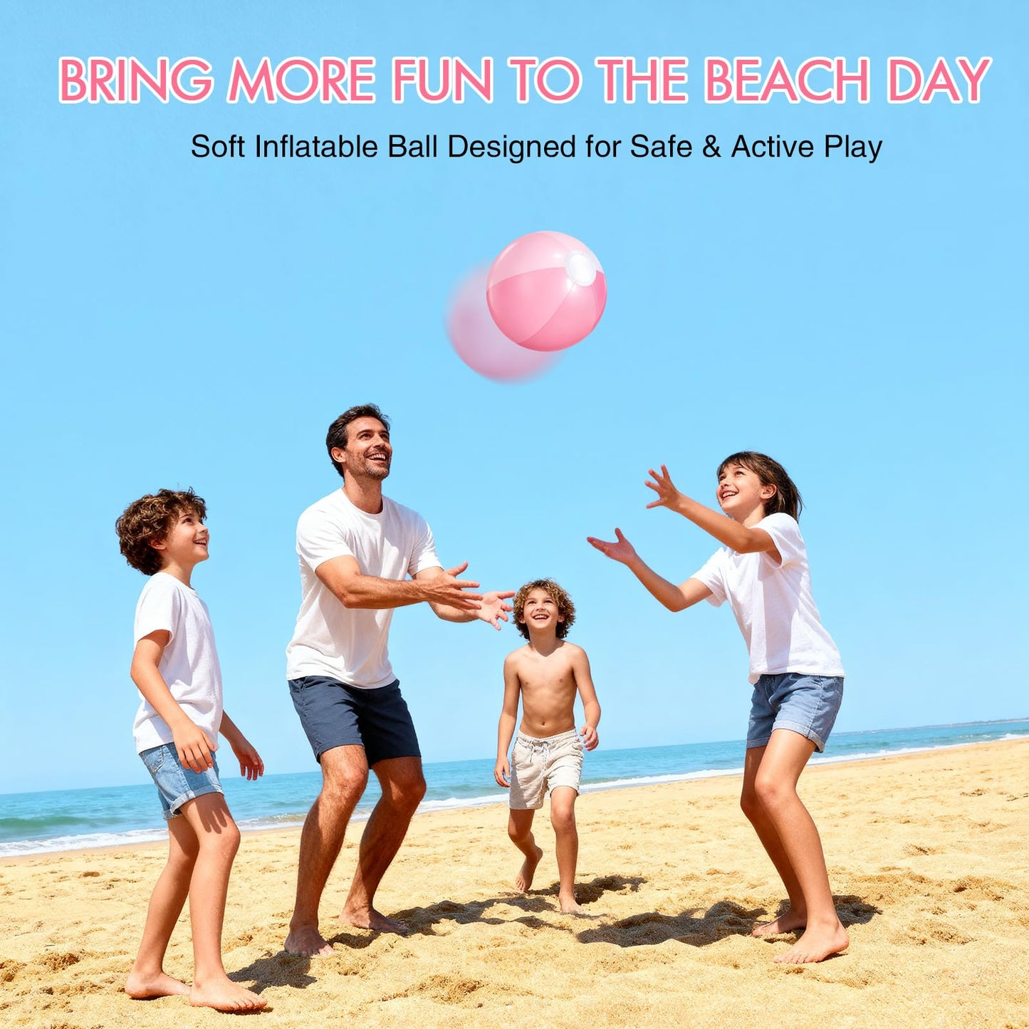 Realspring 12 Pcs Pastel Inflatable Beach Balls Kids Bulk Stripe Jumbo Big Beach Balls Pool Floating Toy for Adult Water Game Baby Shower Birthday Summer Swimming Party (Pink and White,10 Inch)
