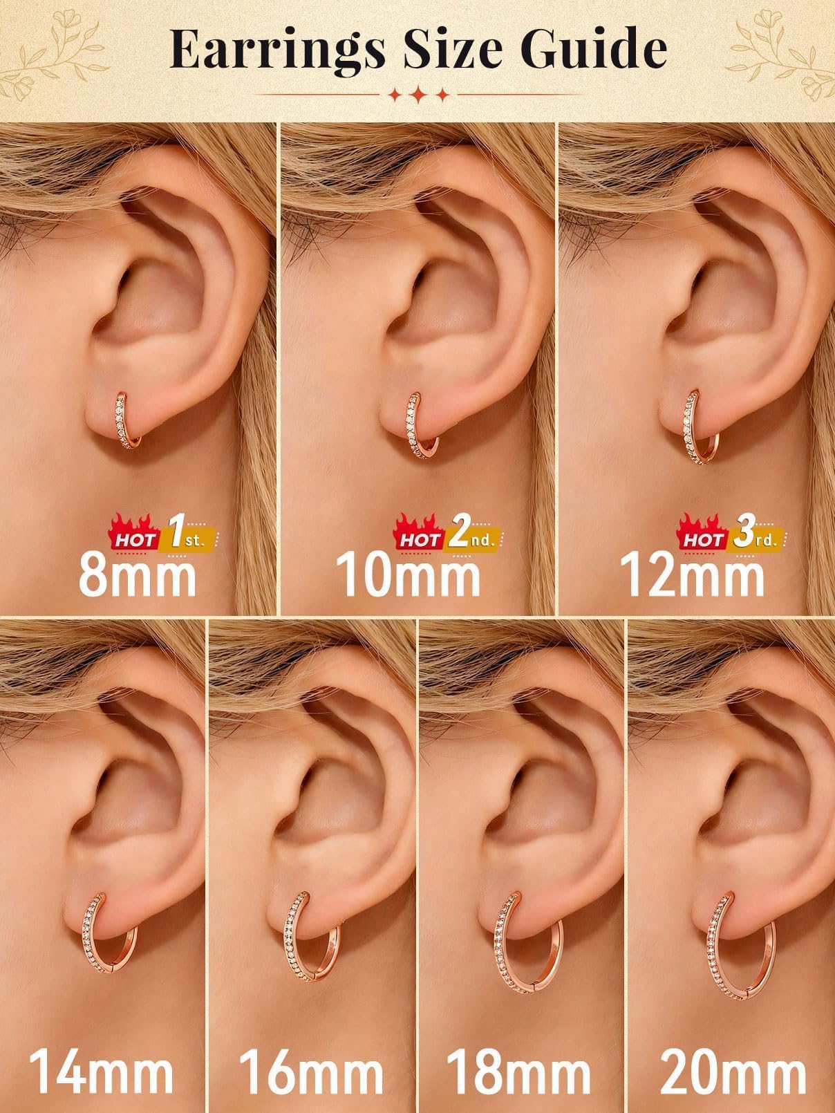 FaithHeart 925 Sterling Silver Huggie Hoop Earrings, Small Silver Hoop Earring for Women, Rose Gold Hypoallergenic Cartilage Earrings for Women 8mm