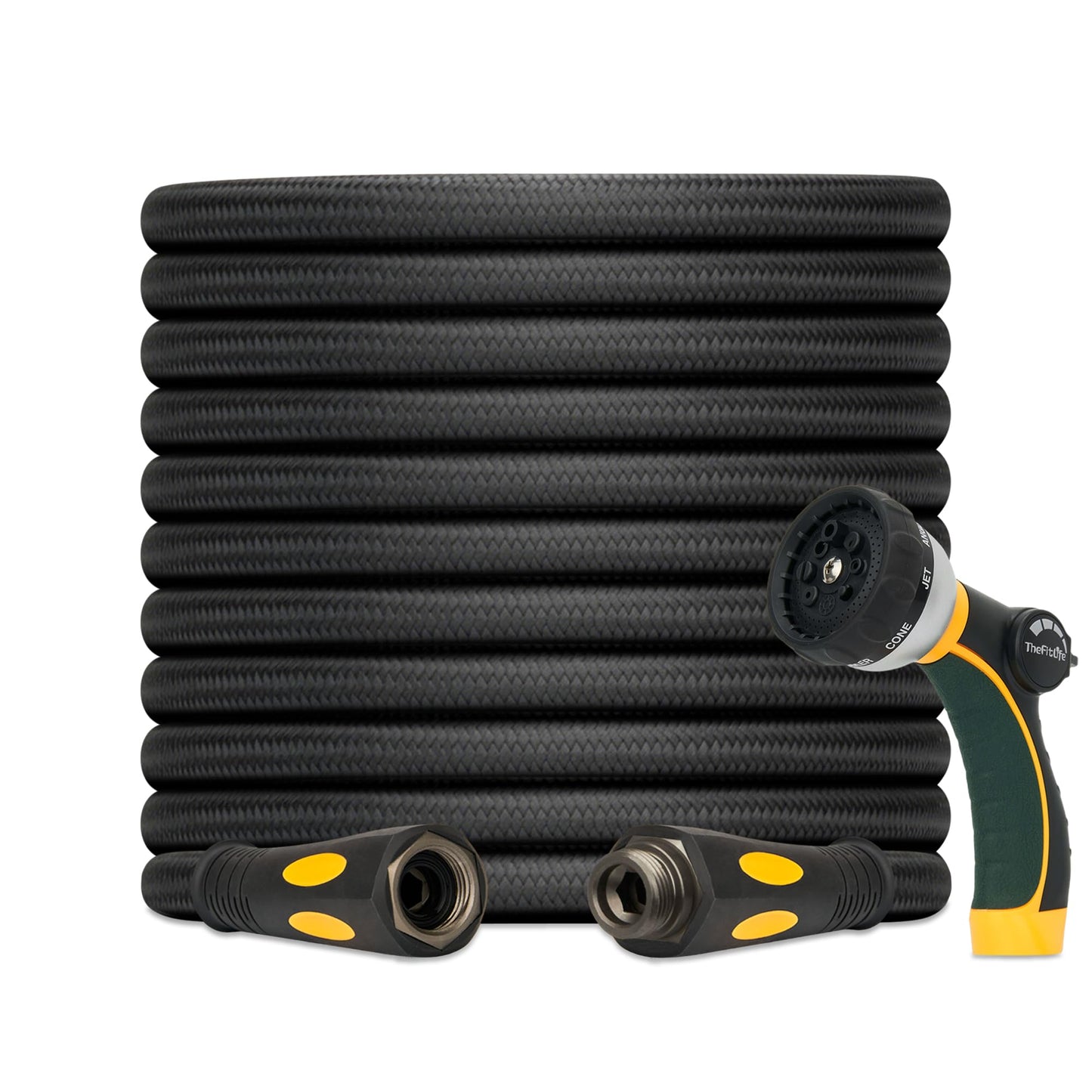 TheFitLife Garden Hose 75 ft - Heavy Duty 75ft Non-Expandable Outdoor Water Hose, Non Kinking, Lightweight, Extended Reach Without Extra Weight, 1/2 id x 75 feet