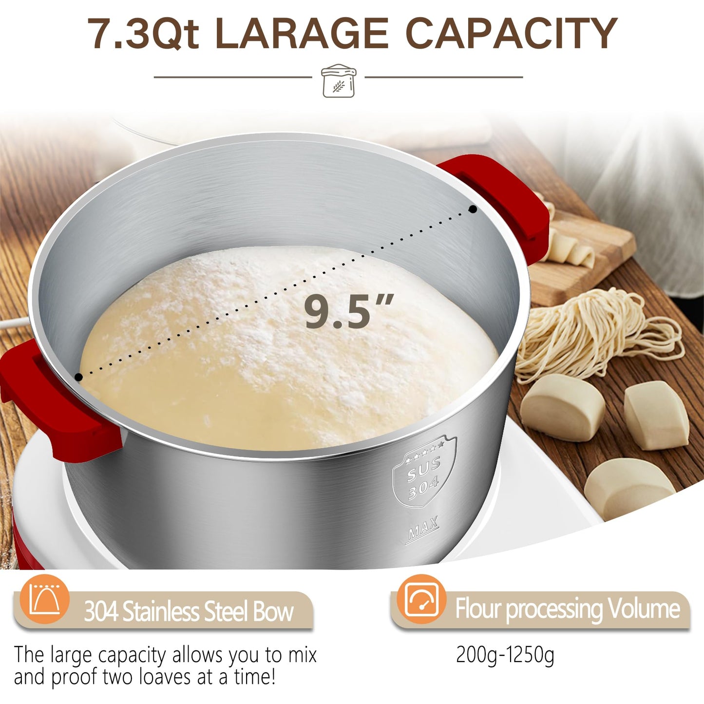 AIZIYO DoughChief, Electric Dough Mixer 7.4Qt with Ferment Function, Dough Maker 304 Stainless Steel Bowl, Microcomputer Control, Face-up Touch Panel, Easy To Clean for Bread & Pizza