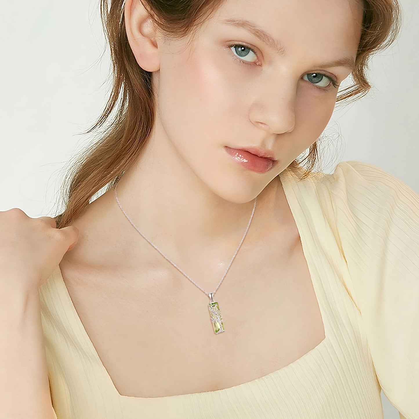 AENEAS Valentines Day Gifts for Women Her Tree of Life Necklace 925 Sterling Silver Green Crystal Pendant Elegant Tree of Life Jewelry Gifts for Women Mother Wife