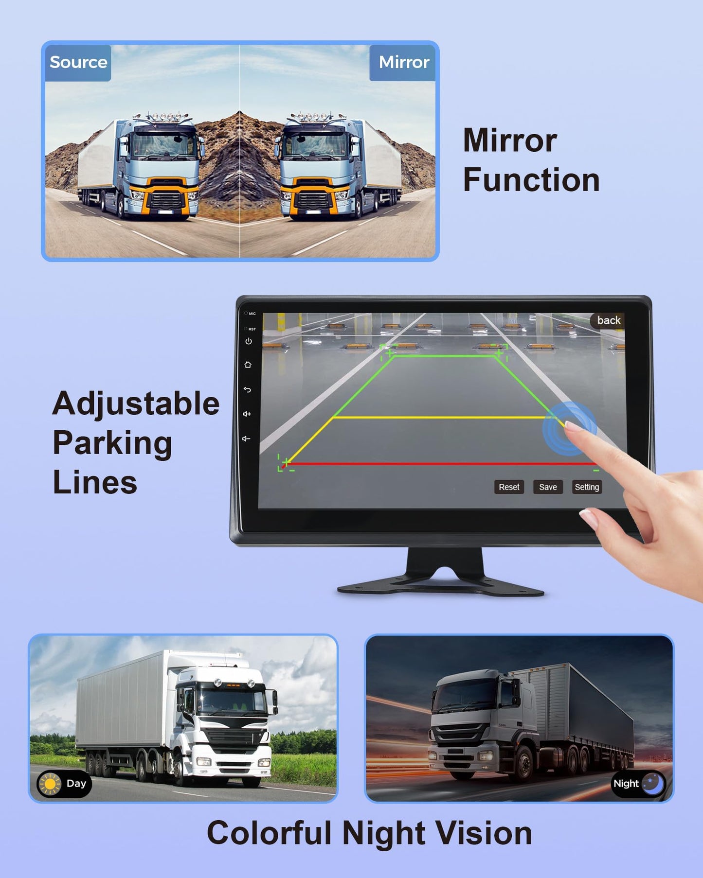 Venluna RV Backup Camera System with Carplay, Wired Security 1080P Cameras with 10.1 inch Android Auto 6 CH Touch Screen, GPS Navigation Loop Recording DVR for RV Semi Truck Trailer Camper