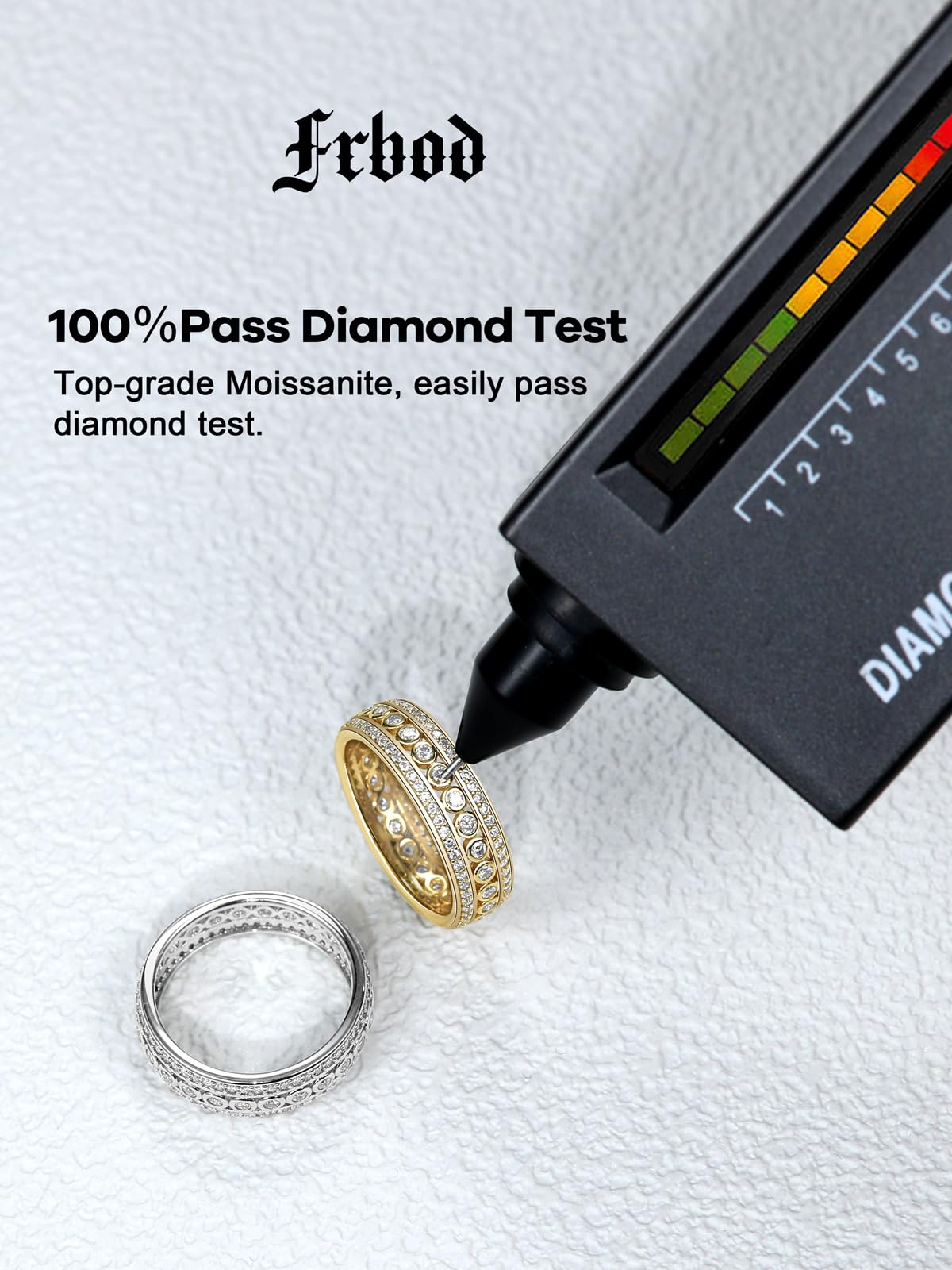 Frbod Moissanite Engagement Band for Men Women Sparkle Diamond Eternity Rings Hypoallergenic Gold Plated Jwelry Size 11