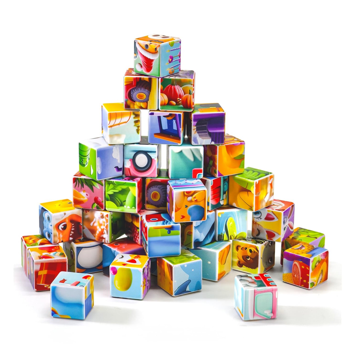 Pairez Toys Magnetic Blocks Toys for Toddlers, Pack of 6 Random Themed Puzzles Bundle, Total 36 PCS of Blocks in 36 Patterns, Magnetic Tiles for Kids Ages 3-5, Preschool STEM Educational Sensory Toys