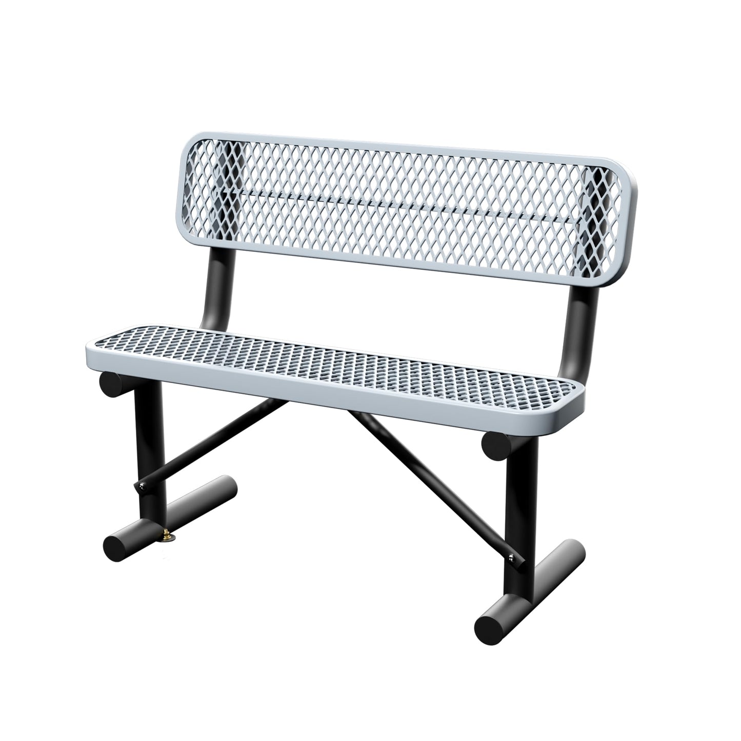 Sunnibety 4 Feet Steel Park Bench for Outside, Outdoor Bench with Backrest & Portable Frame, Commercial Benches for Shopping Malls, Stores, Parks, Patios, Decks, Grey