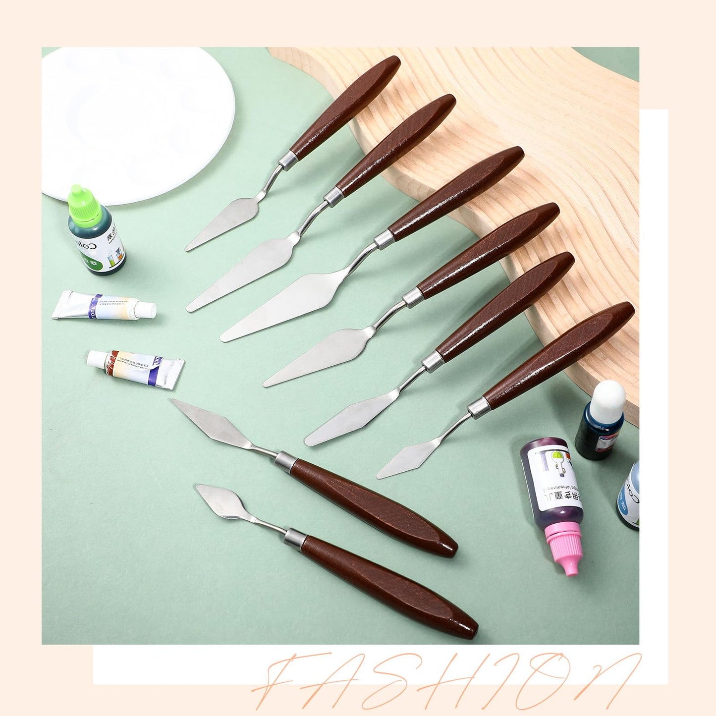 27 Piece Stainless Steel Palette Knife Set, Painting Knives with Plastic Handles, Art Spatula Pallet Knives for Oil, Acrylic Paint, Color Mixing Tools, Painting Accessories