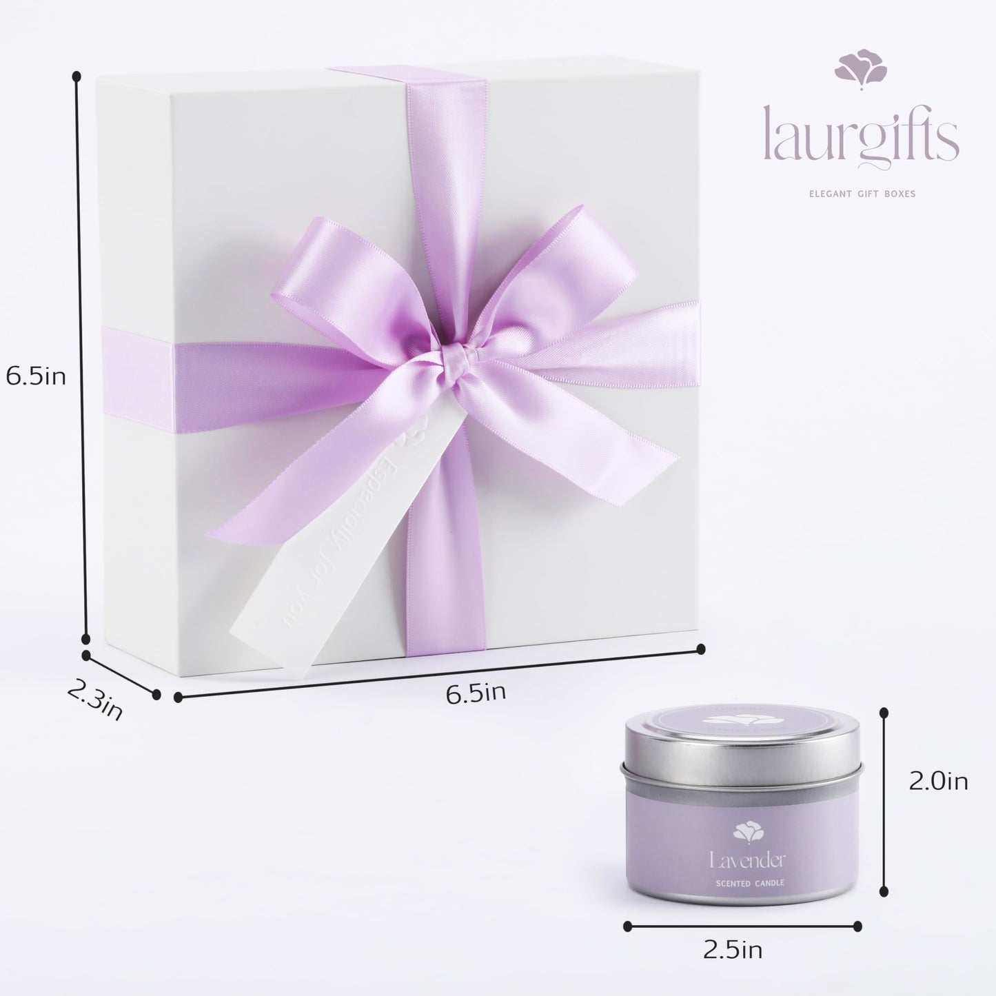 Mothers Day Gifts for Mom – Lavender Spa Gift Box, Small Candle Set with Bath Gifts, Relaxing Self Care Basket, Birthday Gift for Women